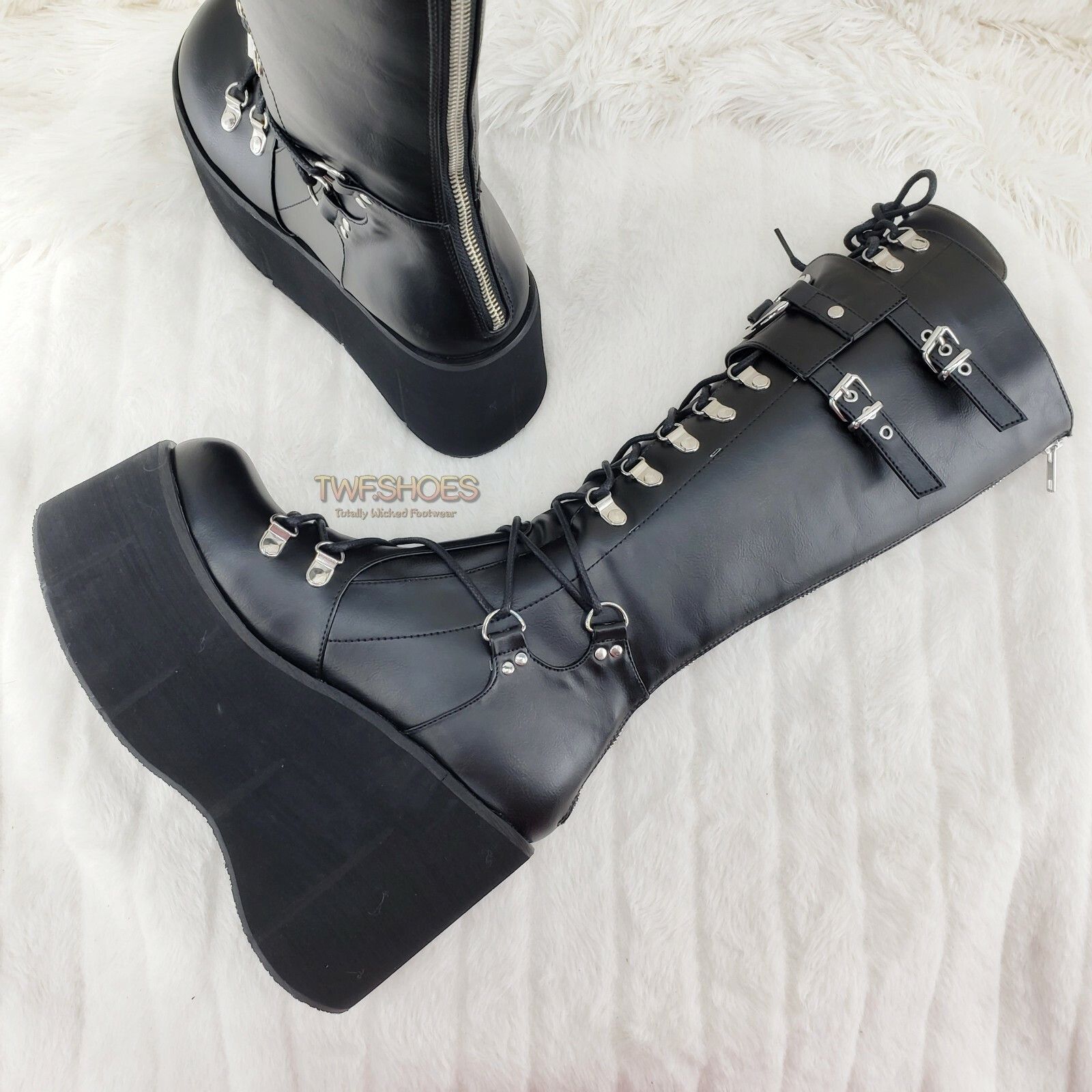 Other DEMONIA Kera 200 Black Shin Shield Knee Boot 4.5" Platform G Size US 9 / IT 39 - 4 Thumbnail