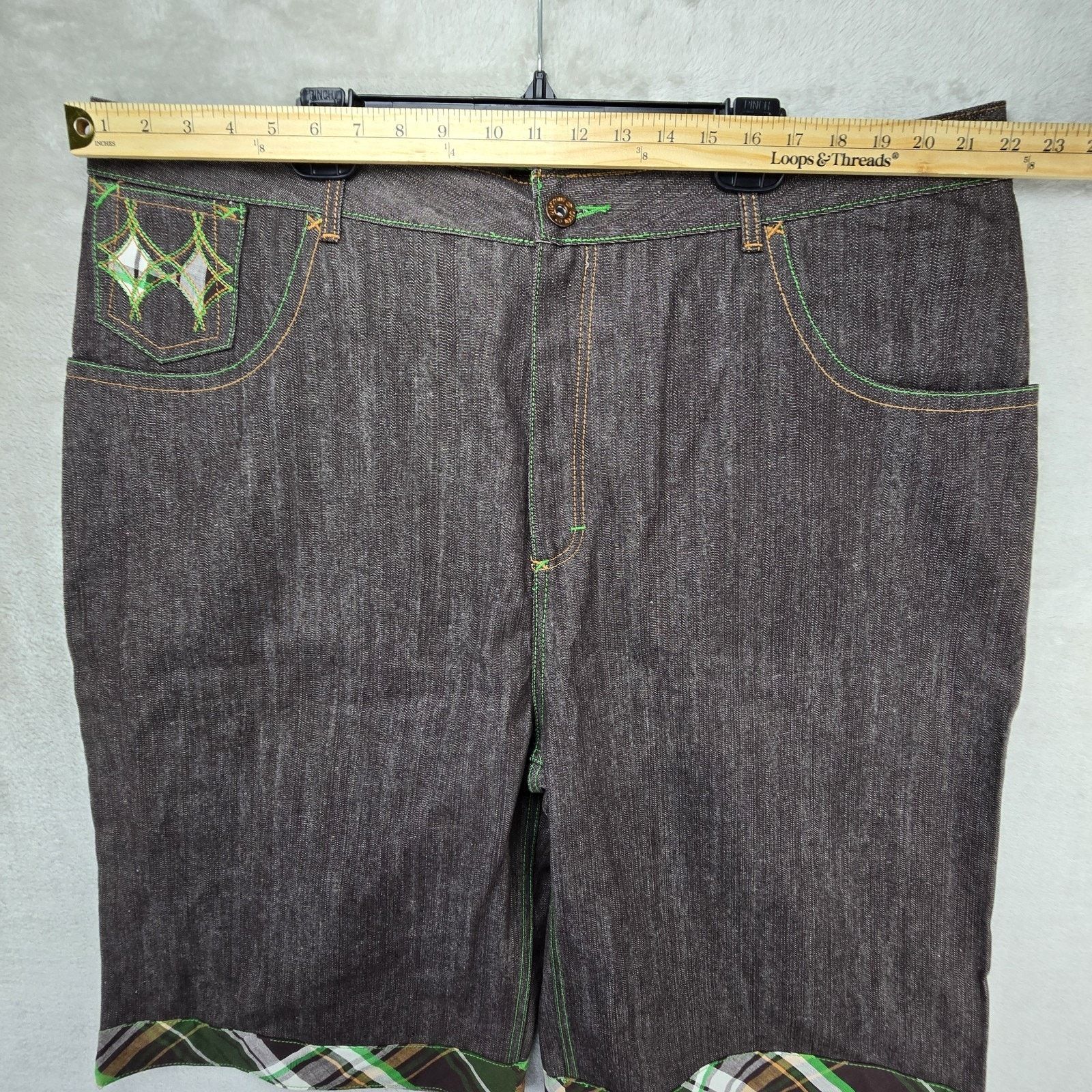 Other Vintage Kno Betta Denim Shorts Mens 42 Y2K Baggy Plaid Size US 42 / EU 58 - 9 Thumbnail