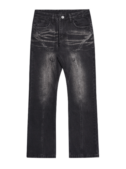 Japanese Brand × Jean Retro street patchwork pockets straight loose flared jeans Size US 32 / EU 48 - 5 Thumbnail