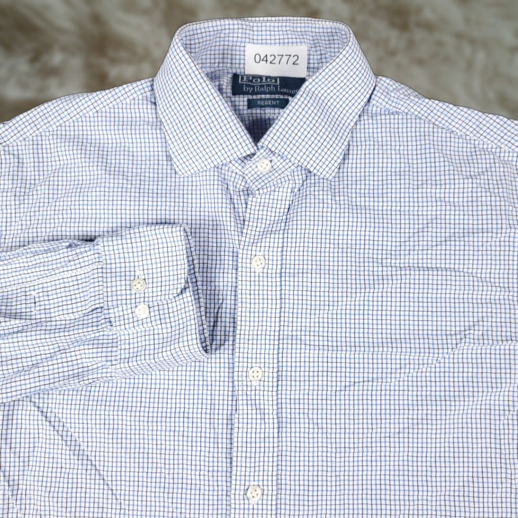 Ralph Lauren Ralph Lauren Dress Shirt Mens 16 Blue Check Long Sleeve Button-Down Size 42R - 1 Thumbnail
