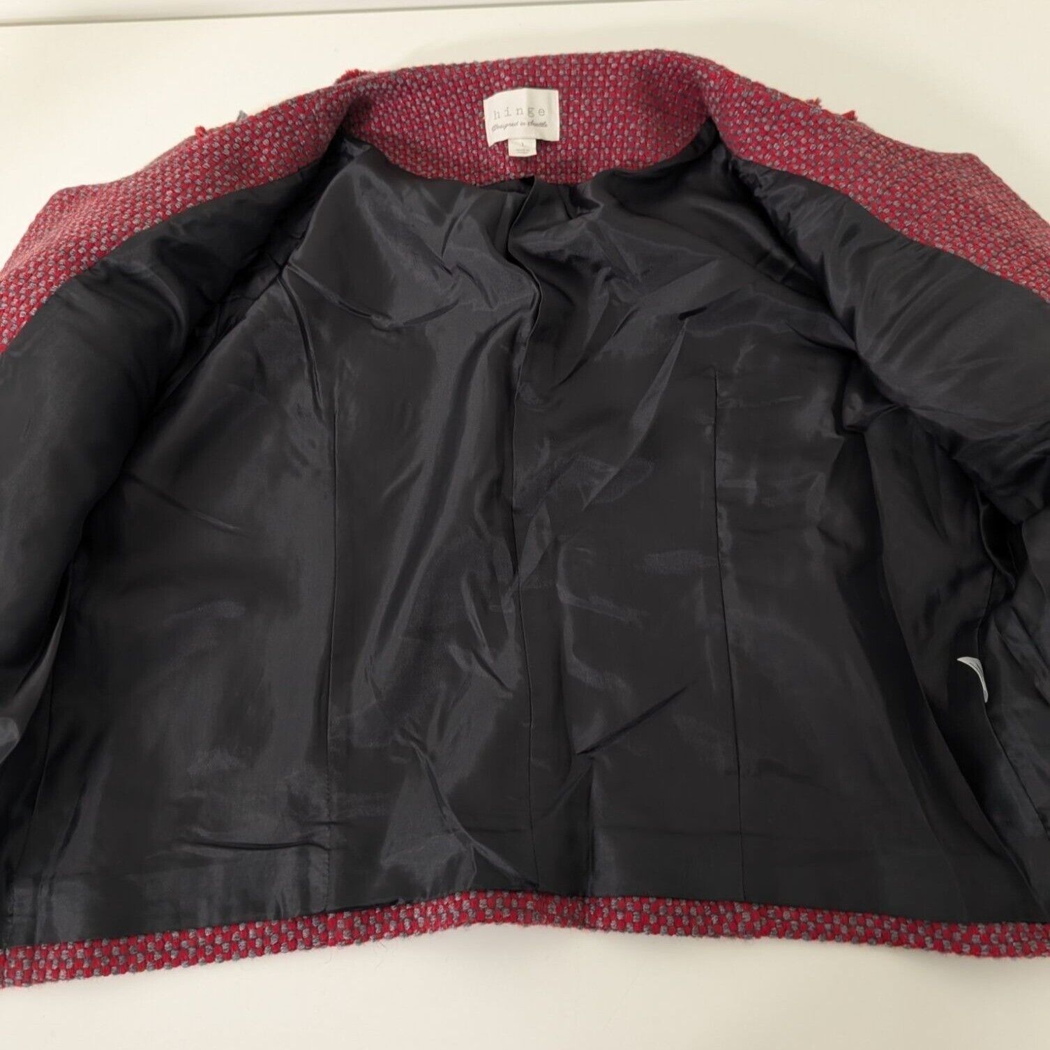 Designer NEW Hinge 1 Tweed Cropped Jacket Blazer Womens Size Large Size L / US 10 / IT 46 - 10 Thumbnail