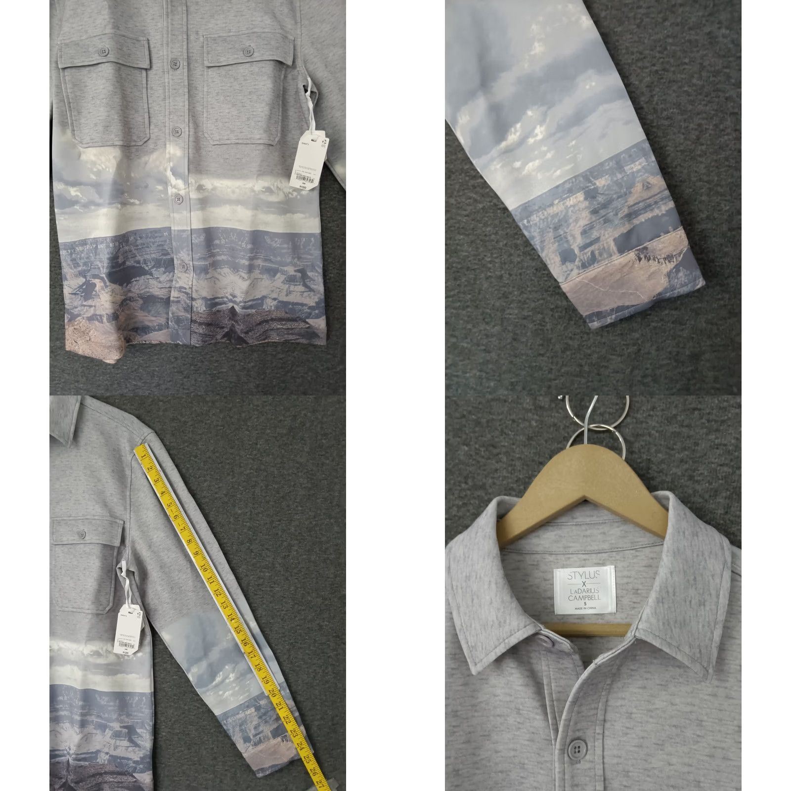 Vintage Stylus Mountain Design Button-Up Jacket S Men Heather Grey Jacket Size US S / EU 44-46 / 1 - 8 Thumbnail