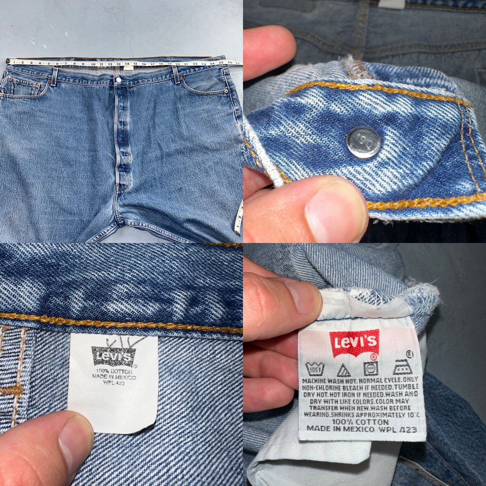 Levi's VINTAGE Levi's 501 Jeans Men 56 Regular Mid Rise Straight Leg Light Wash Denim 90s USA Size US 40 / EU 56 - 8 Thumbnail