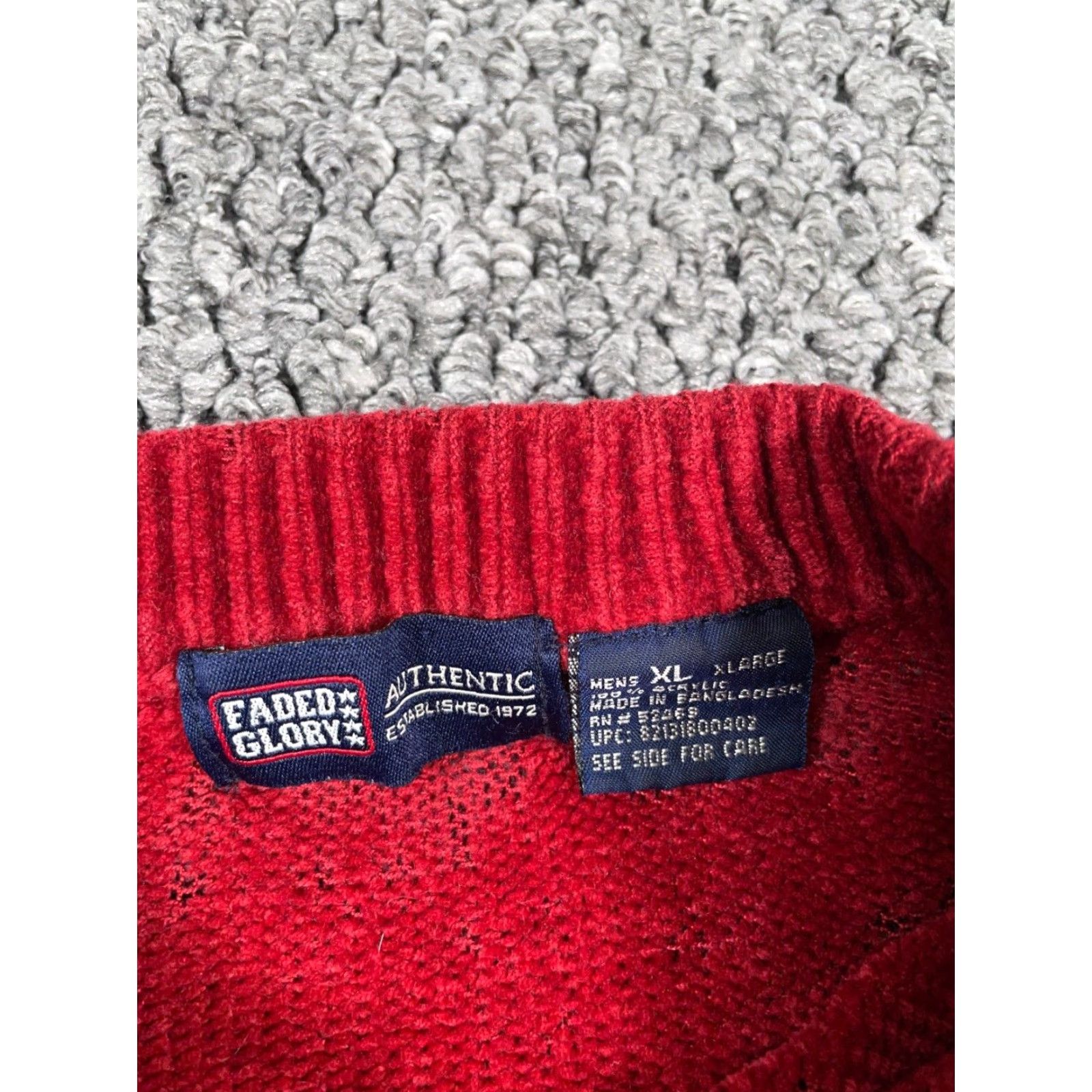 Faded Glory VTG Y2K Style Plush Sweater Adult XL Red Black Striped Crewneck Pullover Men’s Faded Glory Knit Sweatshirt 90s Skater Punk 00s Casual Mens Size US XL / EU 56 / 4 - 3 Thumbnail
