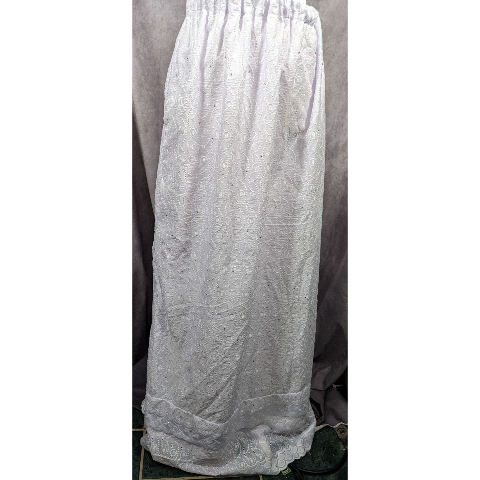 Handmade Handmade Floral Embroidered White With Purple Tint Maxi Skir Size 34" / US 12 / IT 48 - 11 Thumbnail