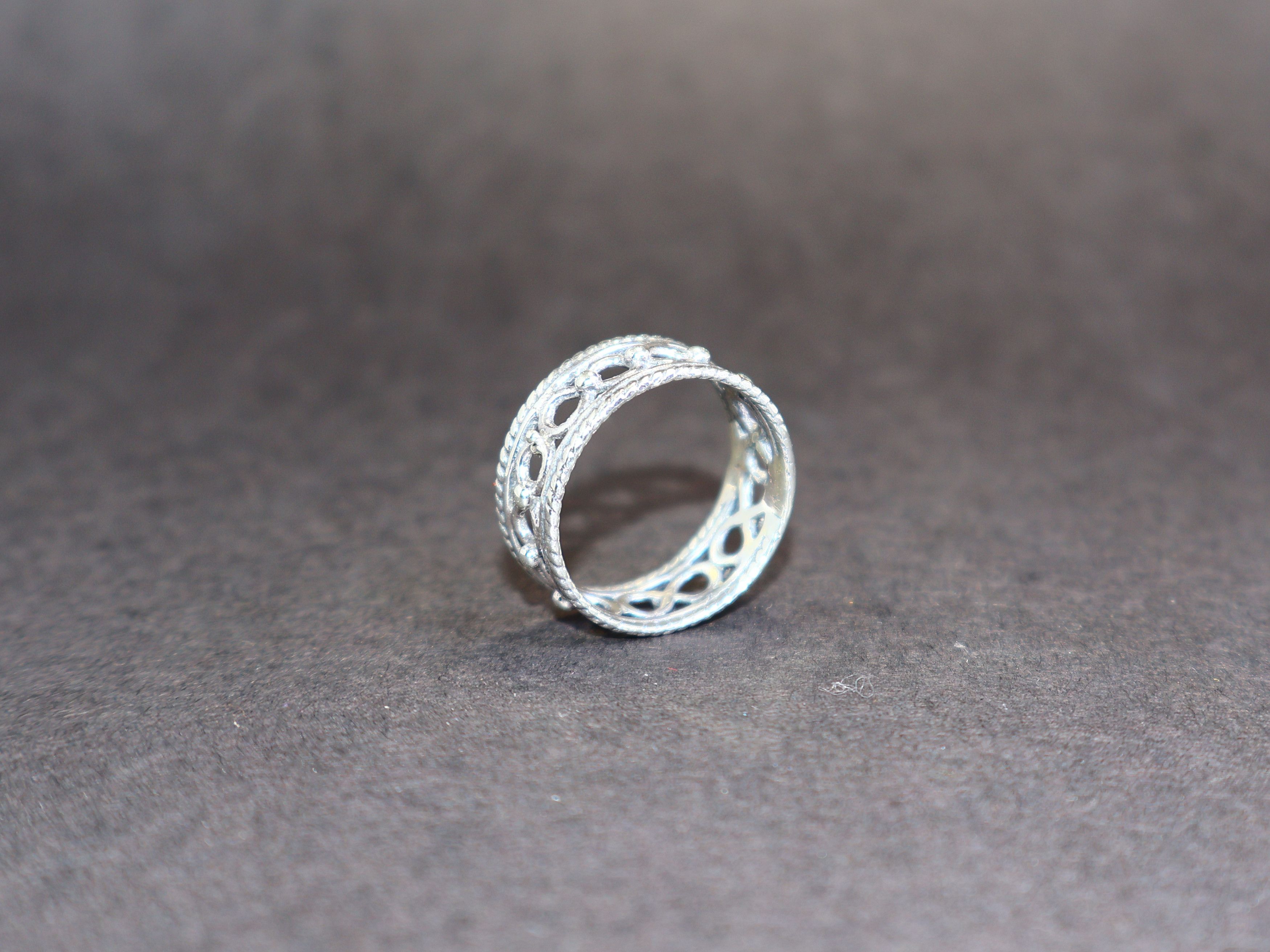 Handmade Wide band ring, Handmade Ring, Sterling Silver Women Ring, Size ONE SIZE - 5 Thumbnail