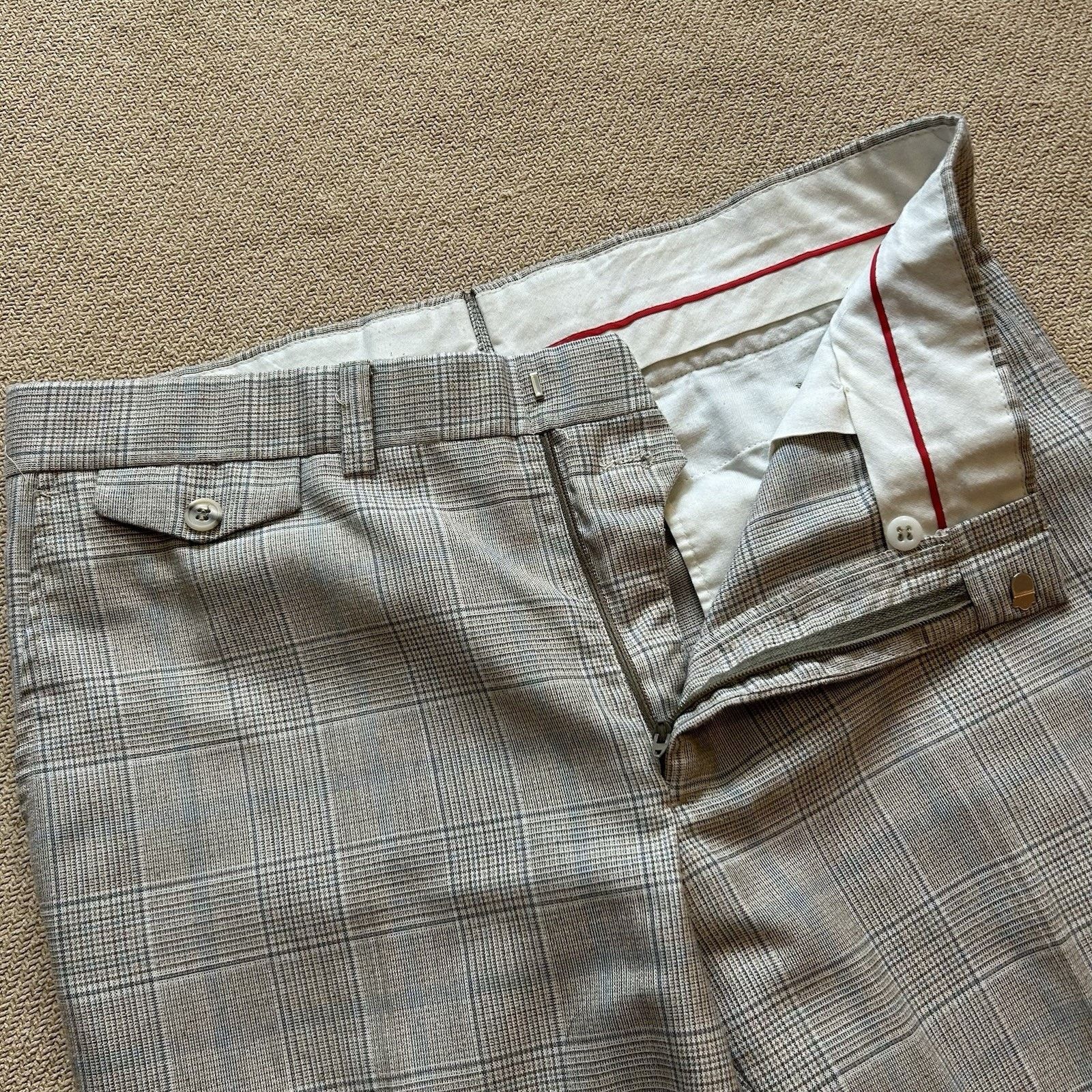 Vintage Vintage 70s Plaid Flare Pleated Disco Trousers Pants 32x29 Size US 32 / EU 48 - 2 Thumbnail