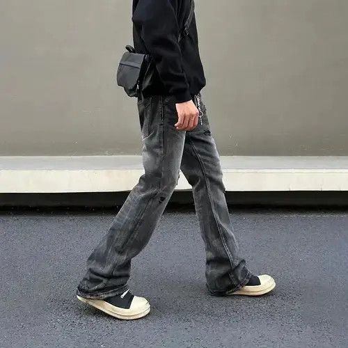 Jean Ripped Jeans Men Black Streetwear Y2k Denim Pants Size US 30 / EU 46 - 3 Thumbnail