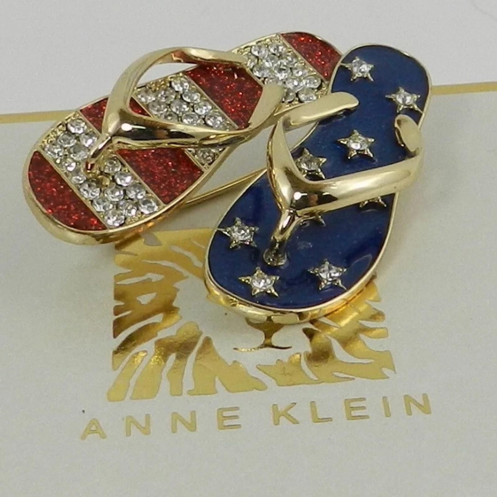 Other Anne Klein Gold-Tone Stars & Stripes Flip-Flops Pin Size ONE SIZE - 4 Thumbnail
