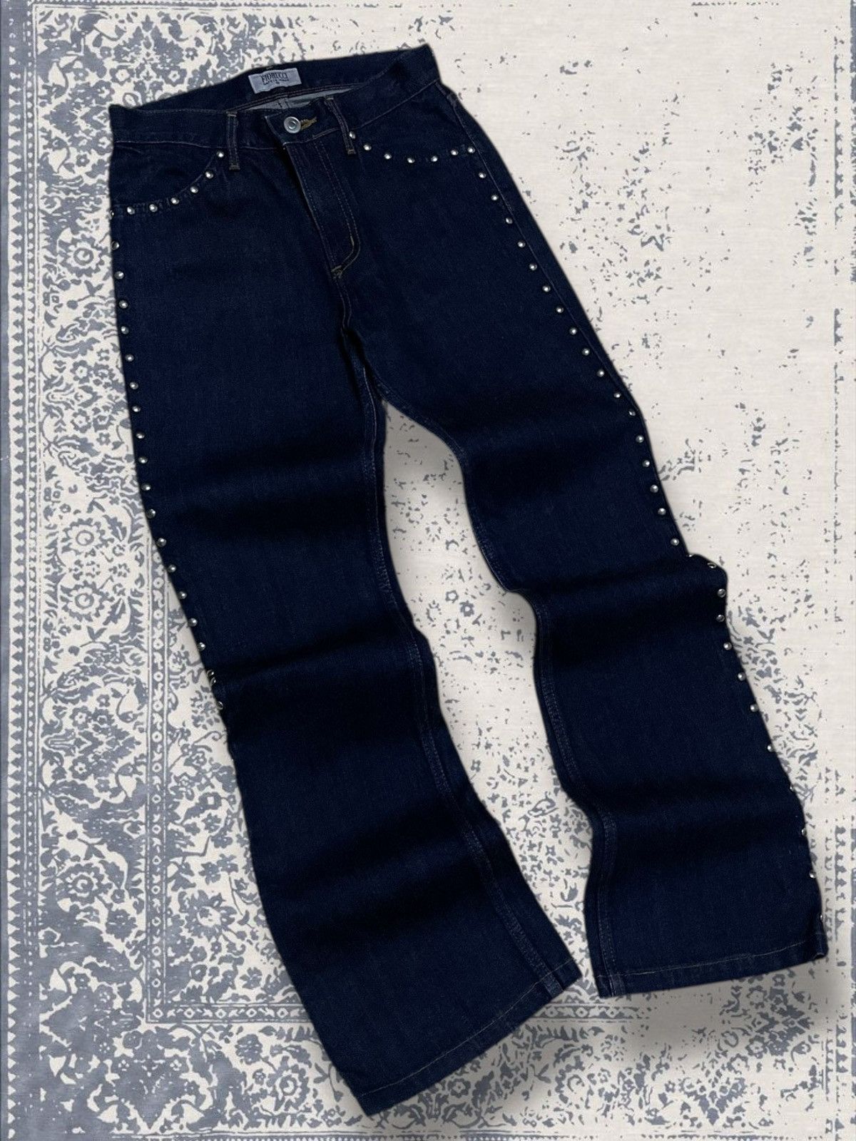 Designer × Fiorucci × Vintage Vintage Og 90s Designer Fiorucci Safety Flared Studded Denim Size US 26 / EU 42 - 2 Thumbnail