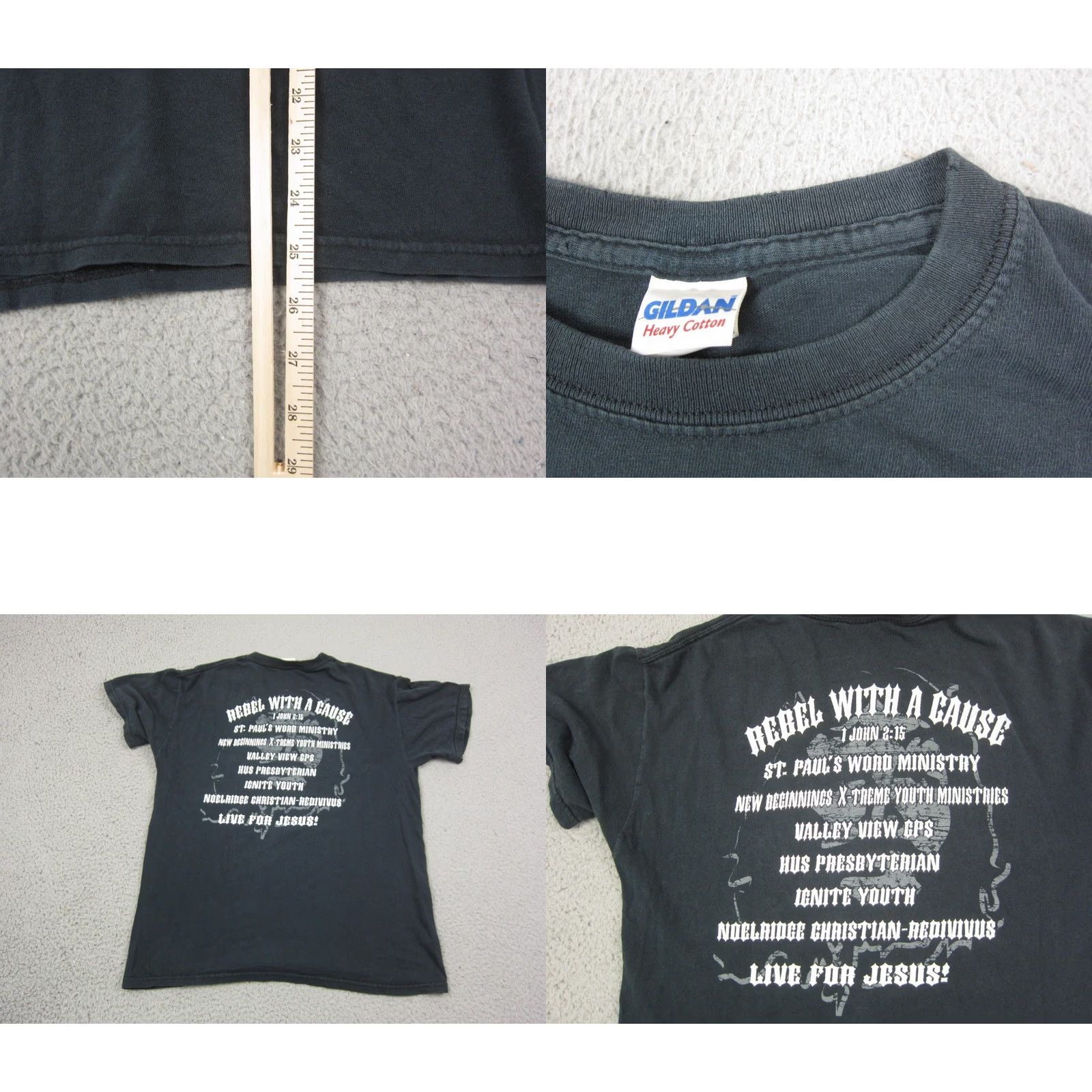 Gildan Christian T Shirt Adult Medium Black Live for Jesus Rebel with A Cause Tee Mens Regular Short Sleeve Crew Neck Gildan Logo Size US M / EU 48-50 / 2 - 8 Thumbnail