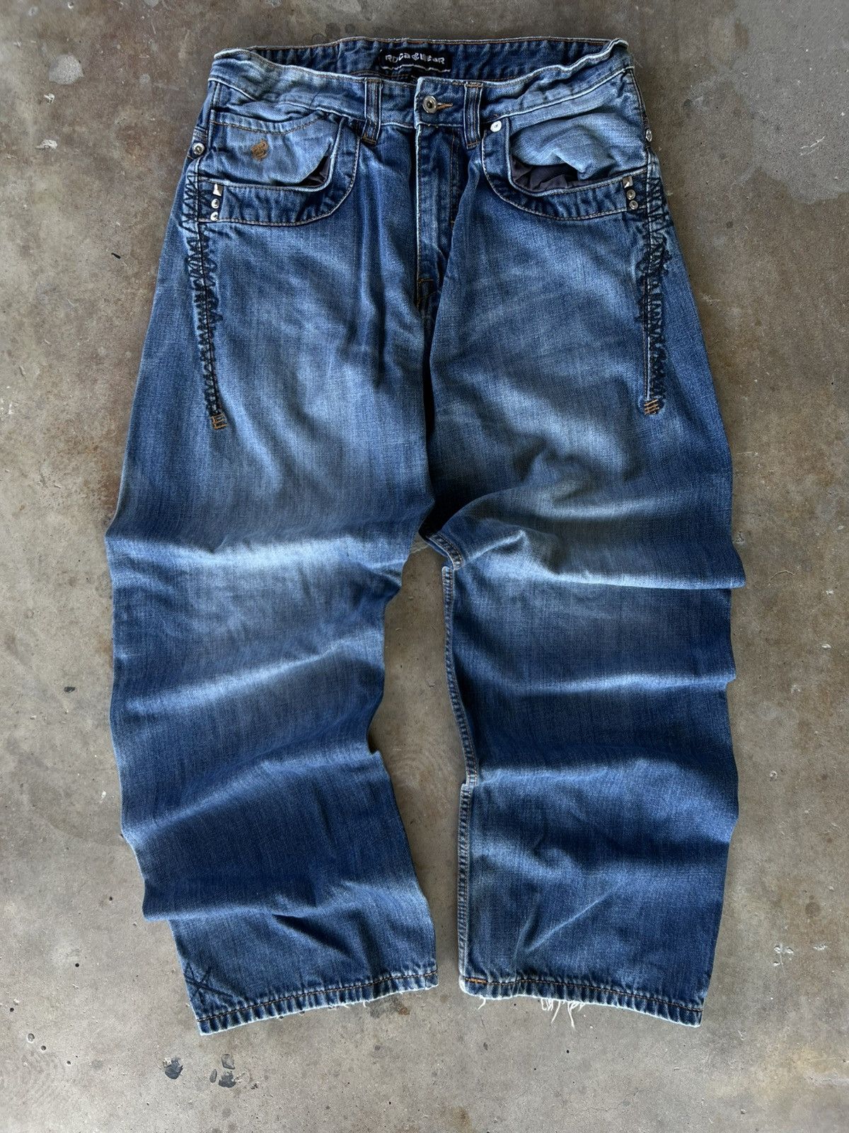 Rocawear Vintage Y2K Core Roca Wear Wide Leg Black Baggy Jeans Size US 36 / EU 52 - 3 Thumbnail