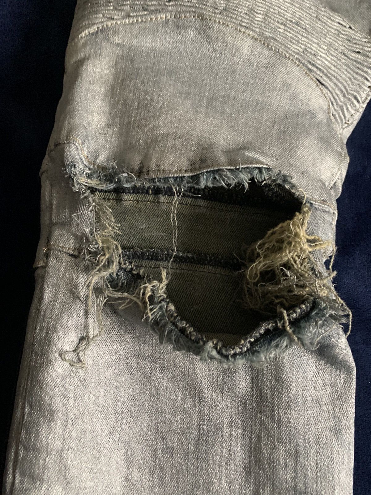 Other Custom Silver Biker Jeans Balmain Like 2000s Fashion Swag Size US 34 / EU 50 - 7 Thumbnail