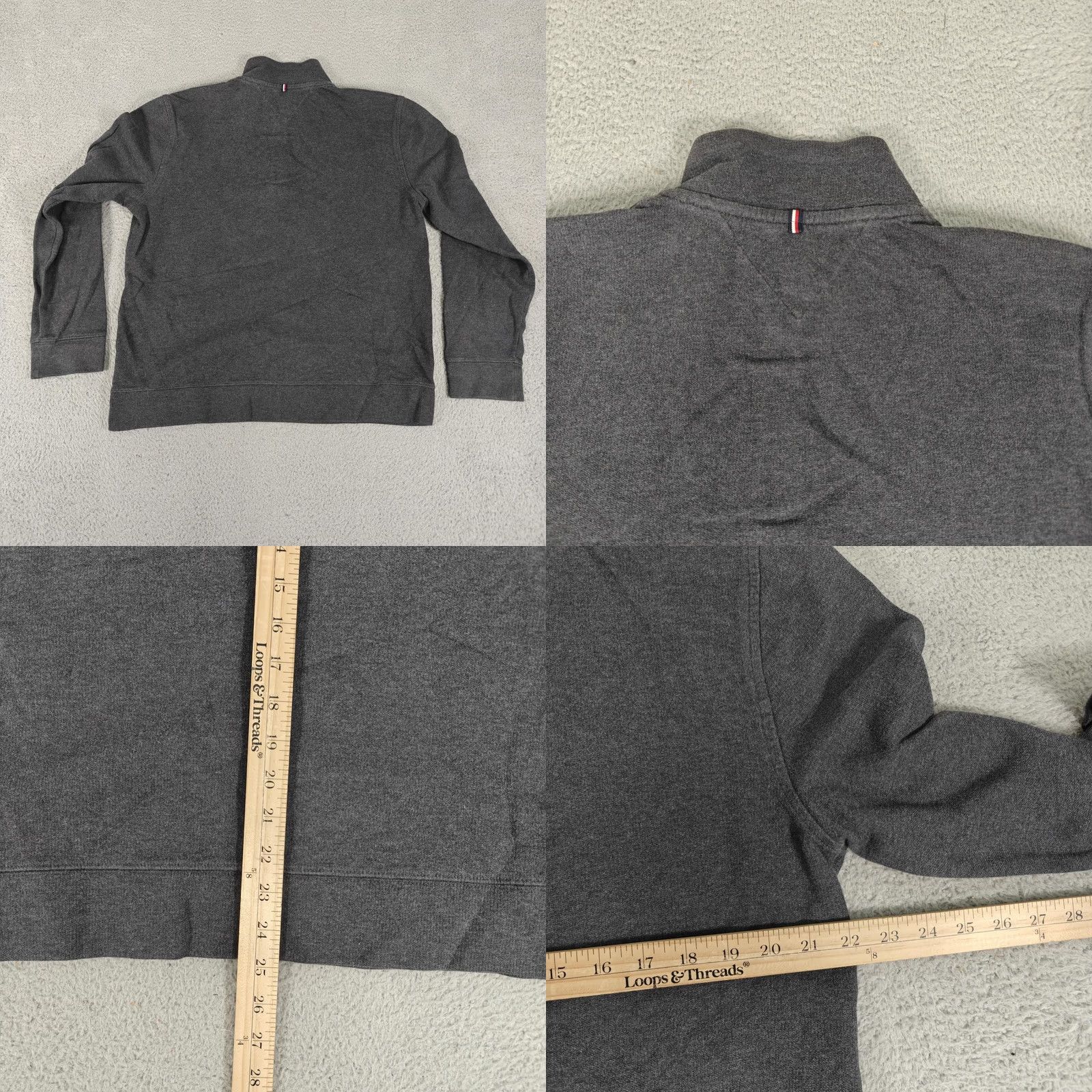 Tommy Hilfiger Tommy Hilfiger Sweater Mens Large Gray 1/4 Zip Pullover Cotton Classic Logo Knit Mock Neck Long Sleeve Ribbed Stand Collar Casual Size US L / EU 52-54 / 3 - 8 Thumbnail