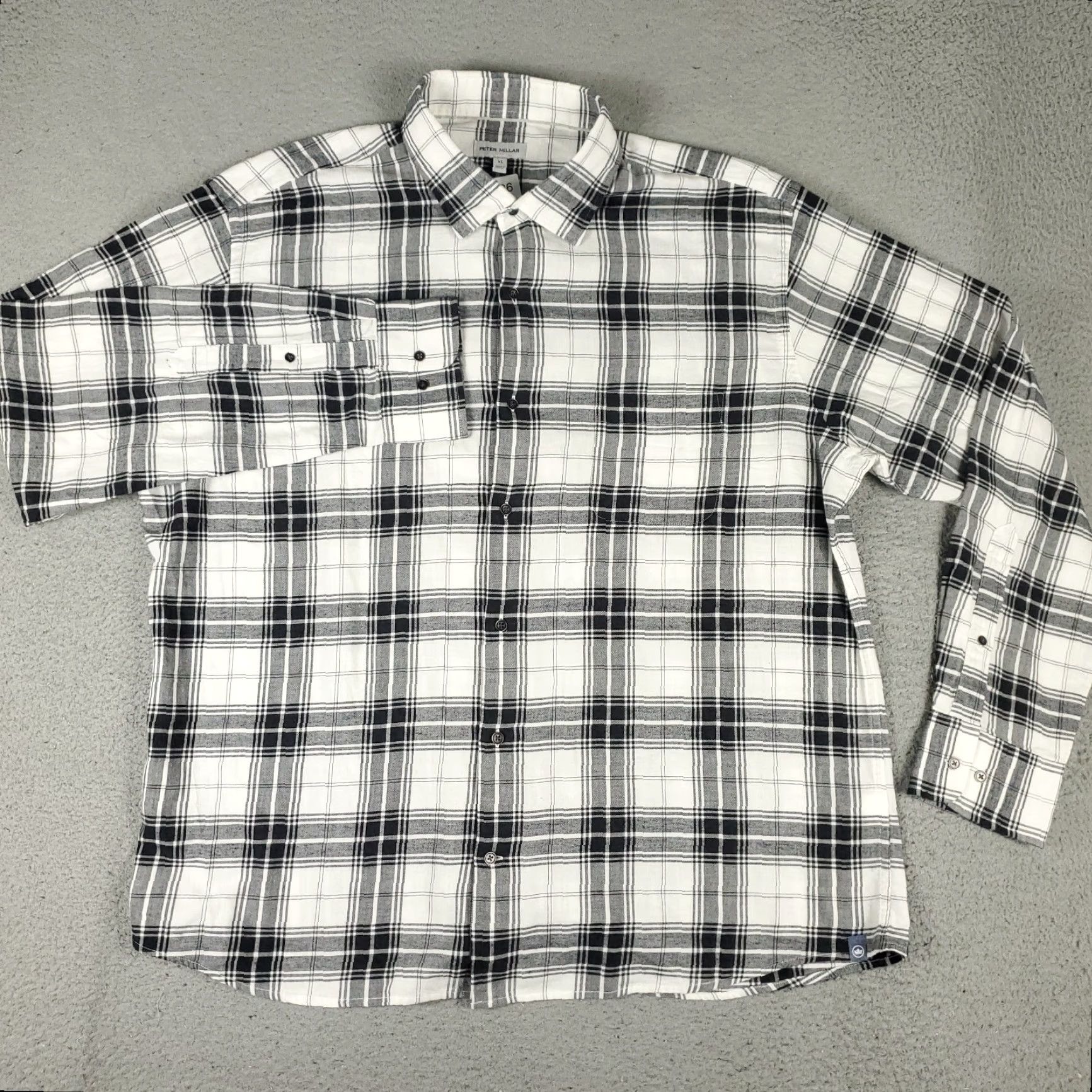 Peter Millar Peter Millar Shirt Mens XL Gray/Blue Plaid Flannel Button Up Long Sleeve Shirt Size US XL / EU 56 / 4 - 2 Thumbnail