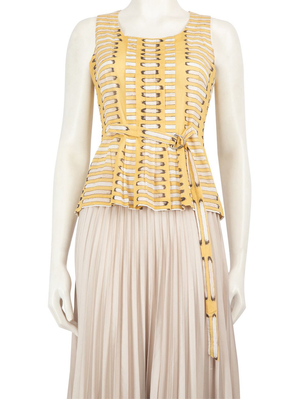 image of Akris Yellow Printed Pattern Sleeveless Top, Women's (Size Medium)