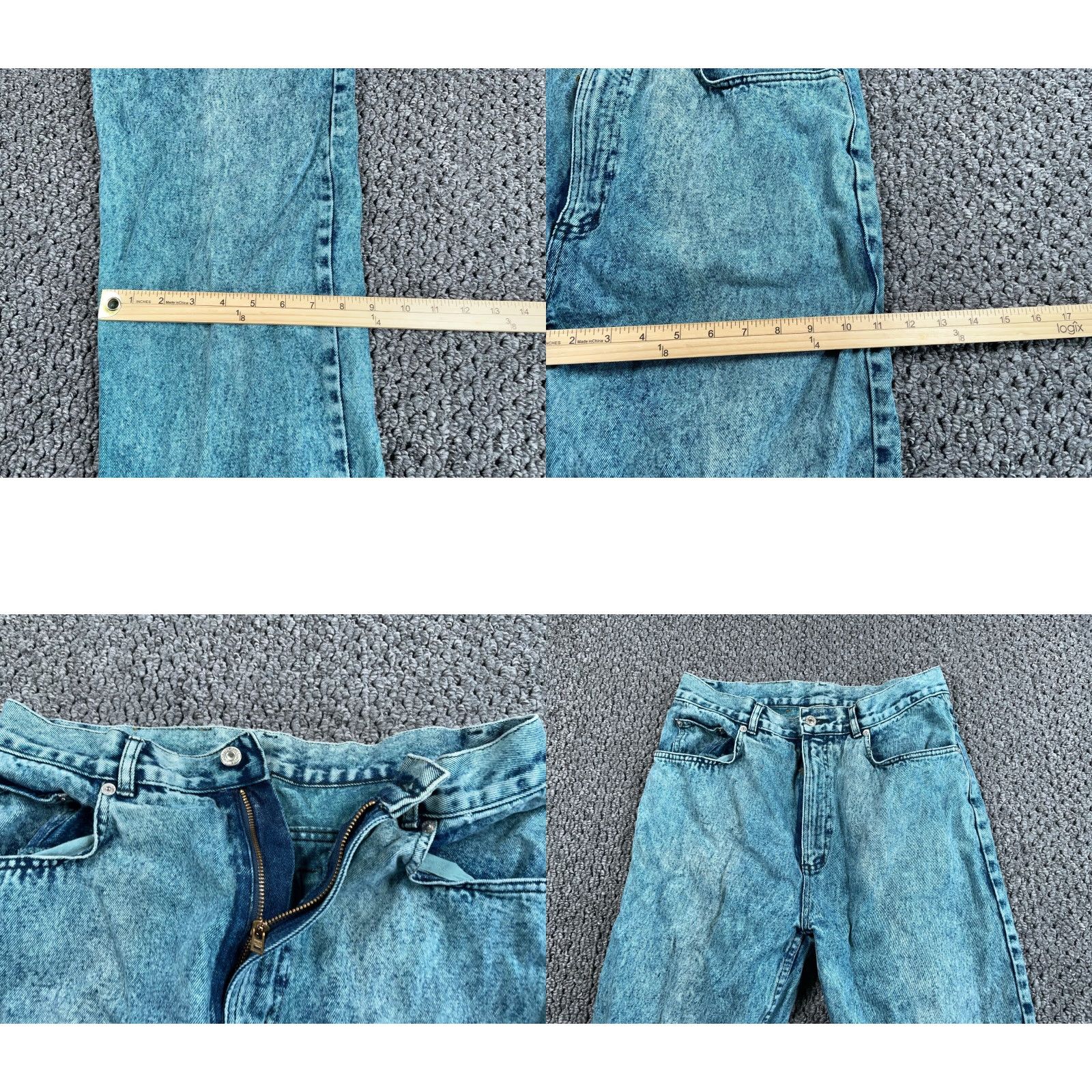 Denime VINTAGE 90s Acid Wash Tapered Leg Jeans Men's 32x30 Blue Denim Retro Size US 32 / EU 48 - 8 Thumbnail
