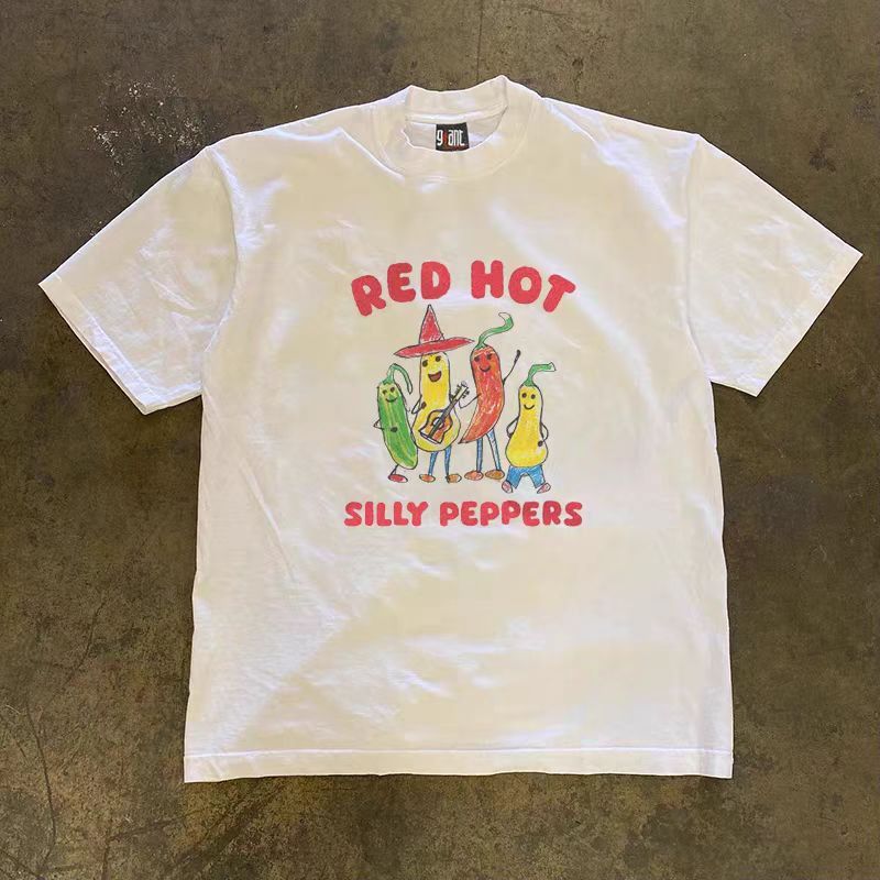 Vintage White retro cartoon chili print t-shirt Size US M / EU 48-50 / 2 - 1 Thumbnail