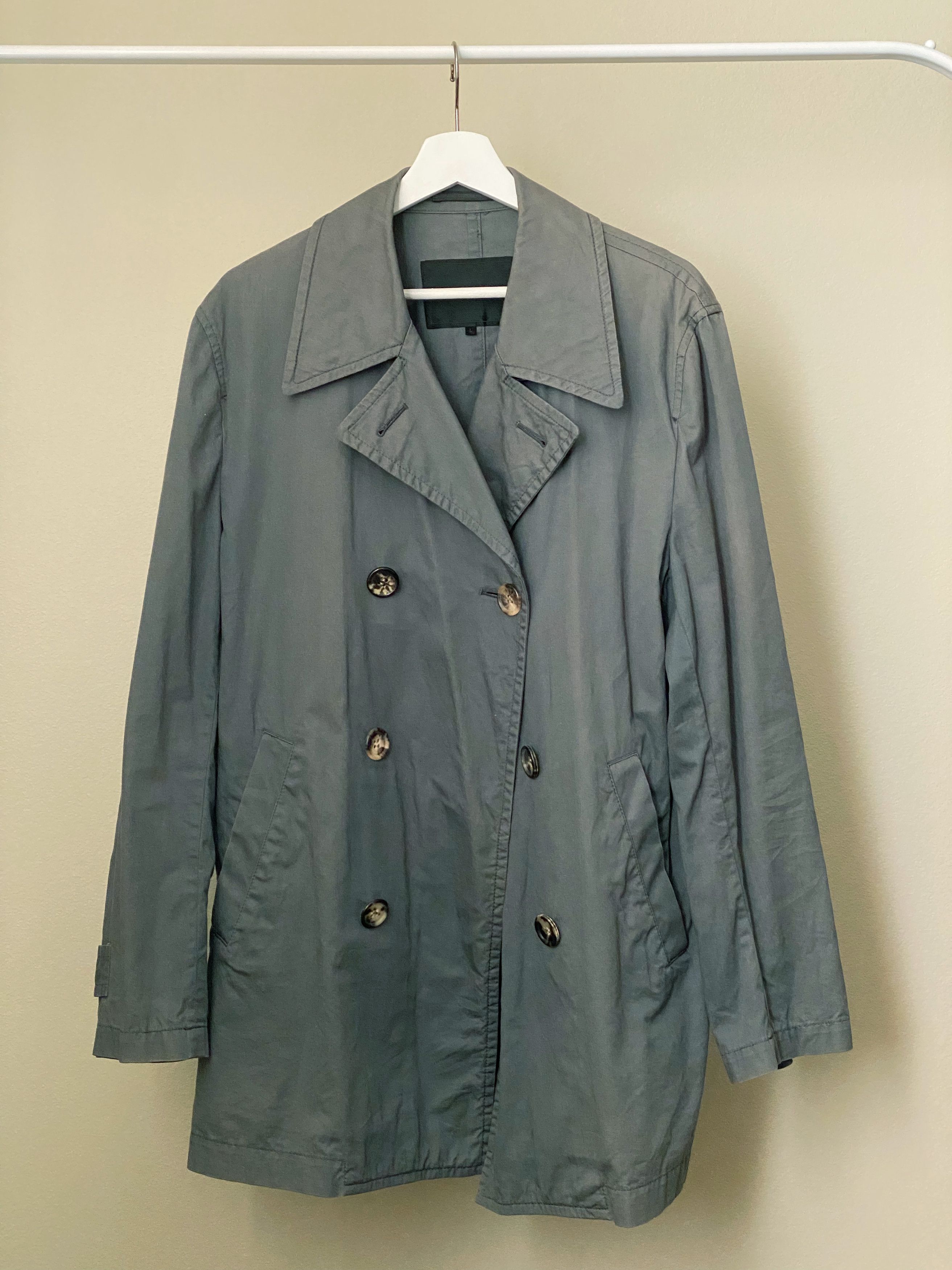 image of Comme Des Garcons Homme Cdg Homme Unstructured Double-Breasted Jacket in Olive Green (Size Large)