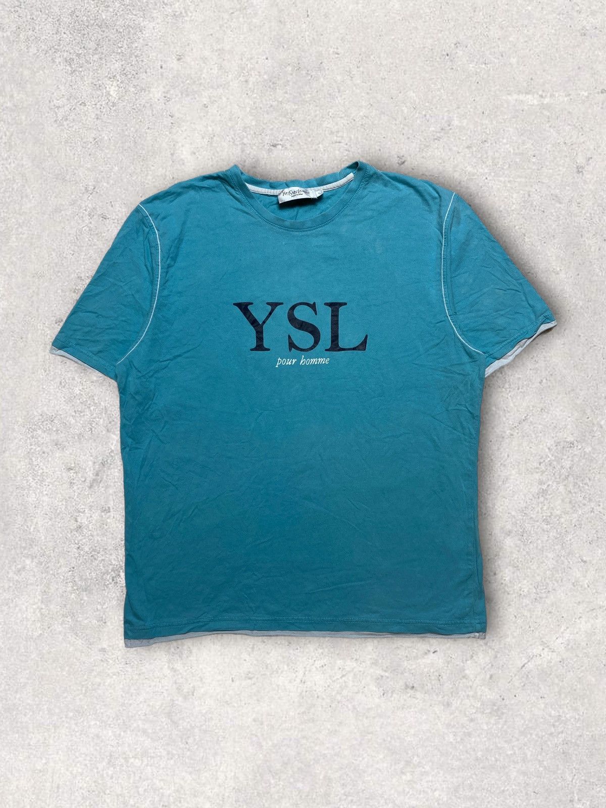 Vintage Yves Saint Laurent ysl blue vintage tshirt big logo Size US M / EU 48-50 / 2 - 1 Thumbnail