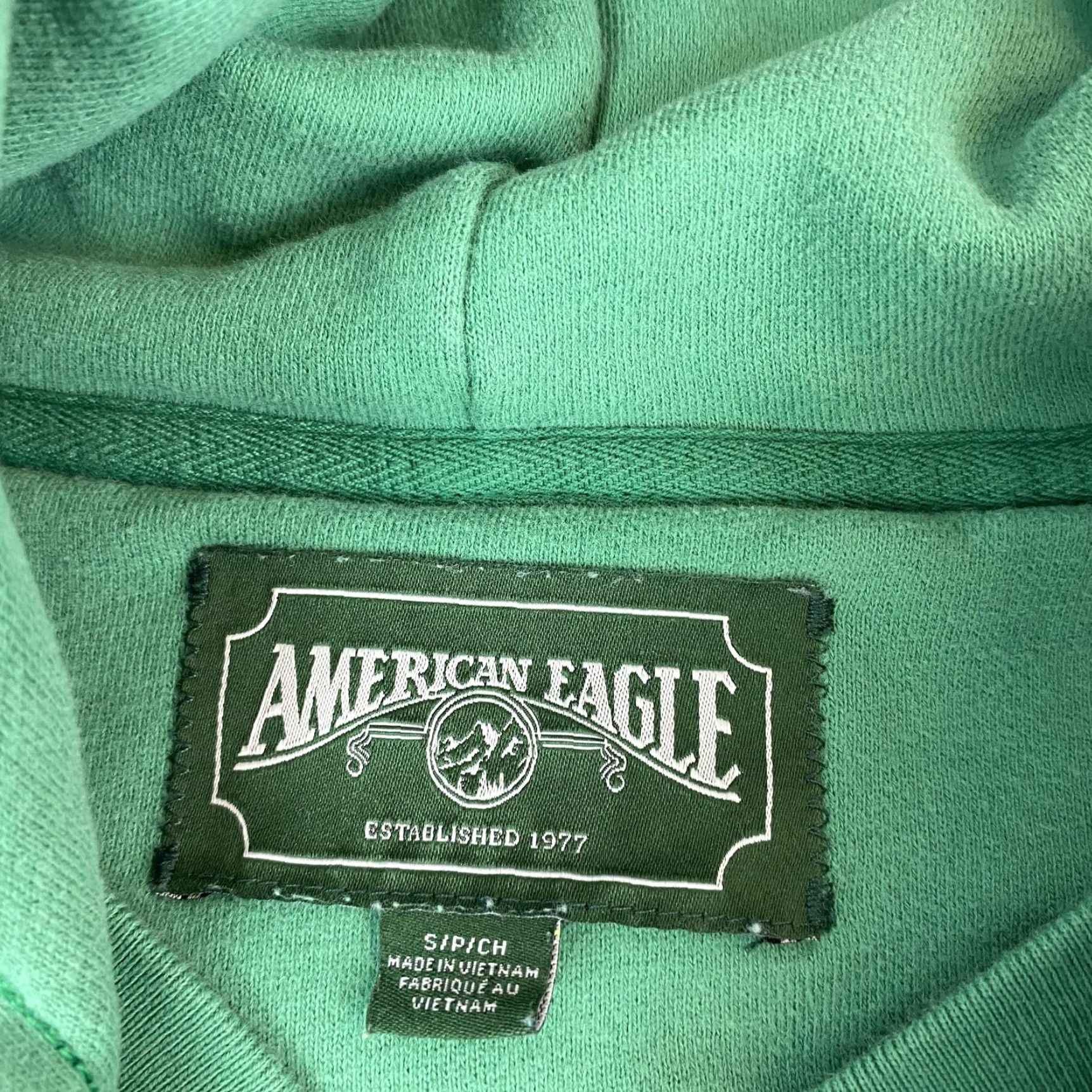 American Eagle Outfitters American Eagle Sweatshirt Womens Small Green Oversized 77 Graphic Pullover Size S / US 4 / IT 40 - 4 Thumbnail
