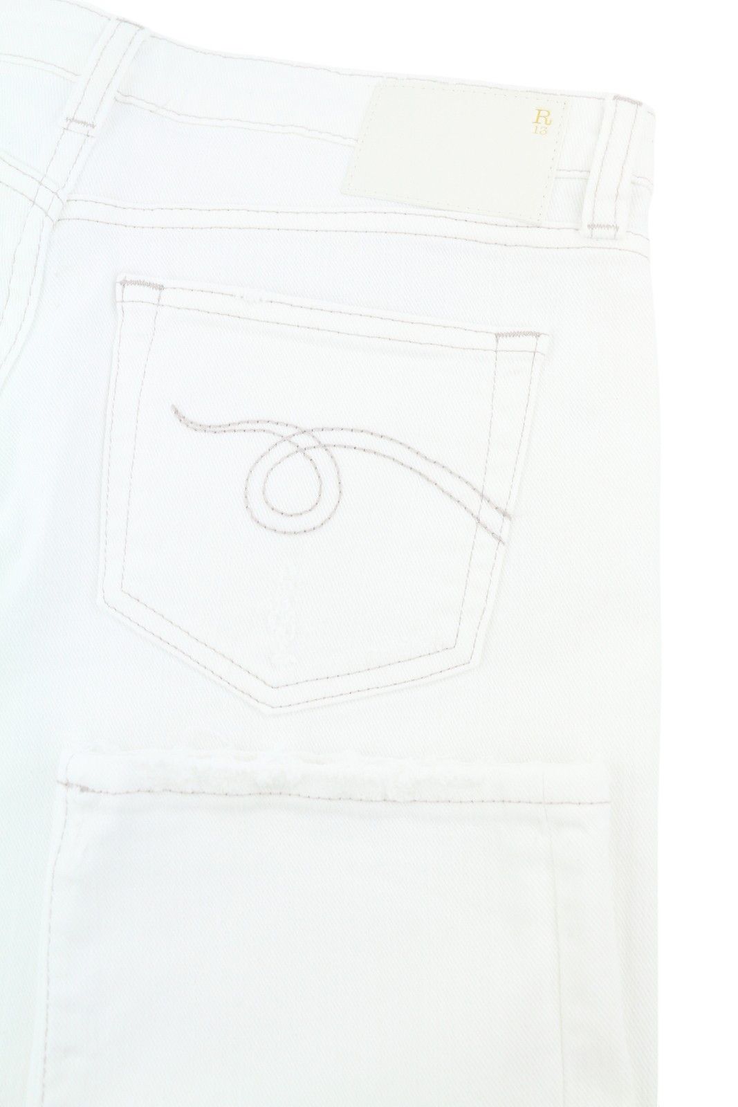 R13 BOY STRAIGHT 25 Bale White Cropped Ankle Zip Jeans 87160 Size 25" / US 0 / IT 36 - 6 Thumbnail