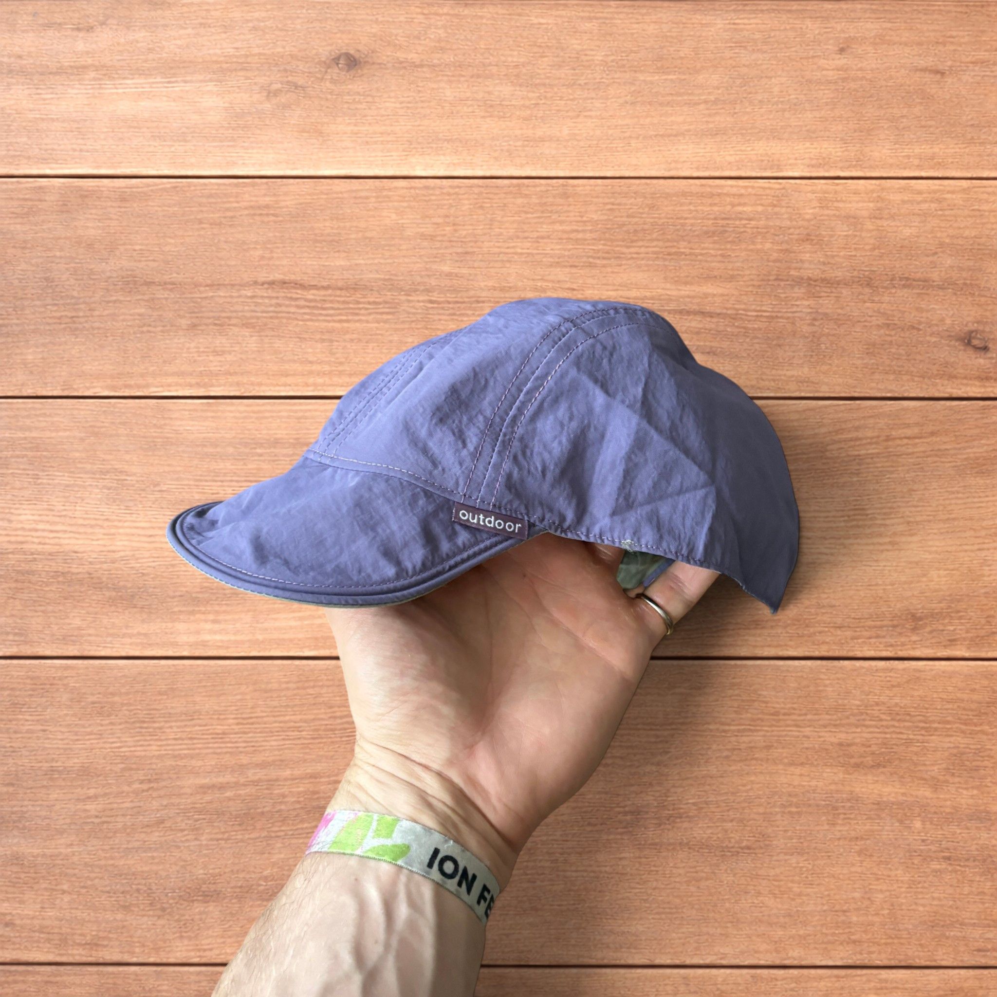 Japanese Brand Reversible military pilot trapper hat in green/purple. Size ONE SIZE - 1 Thumbnail