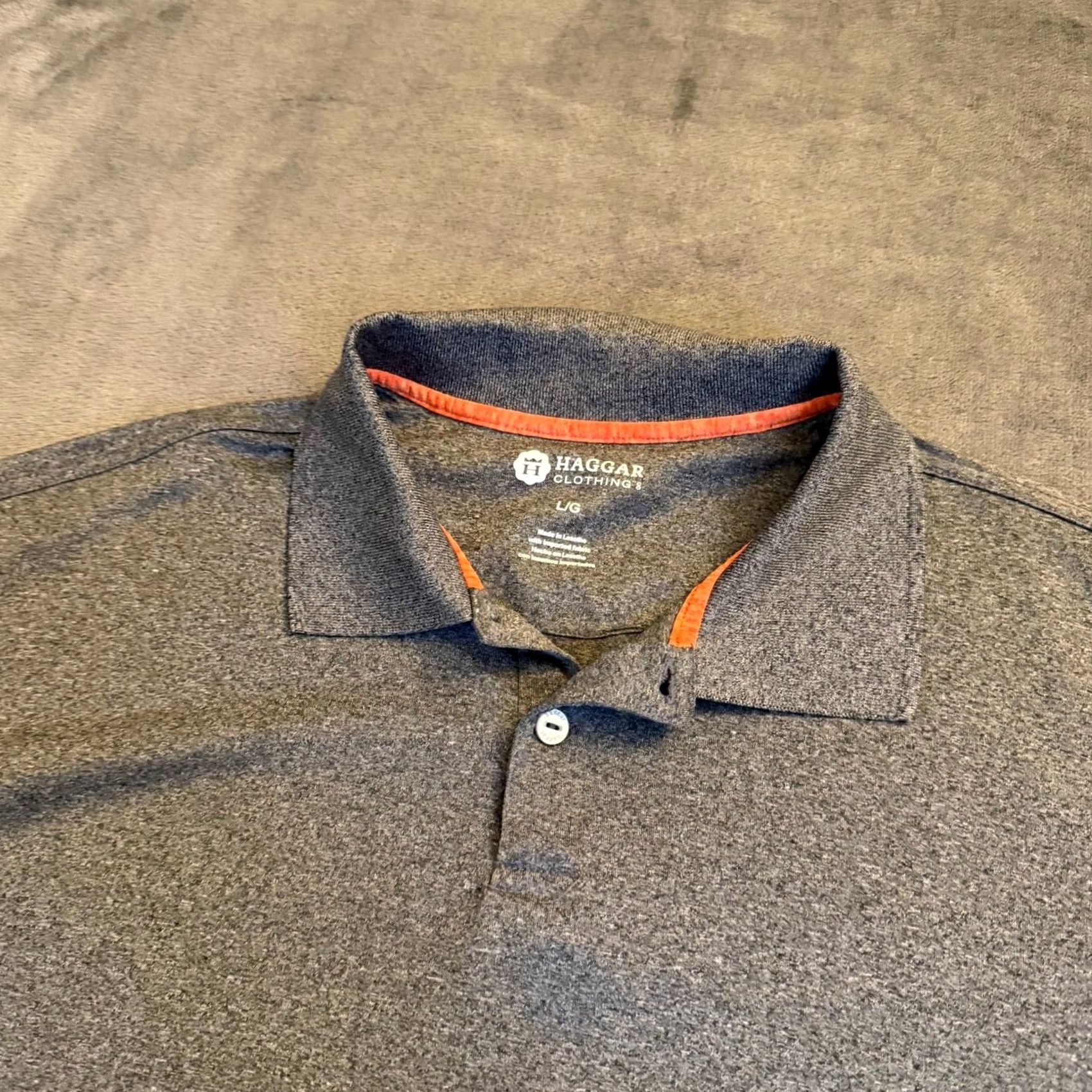 Haggar Haggar Polo Shirt Dark Gray Heathered Short Sleeve Button Up Mens Large Size US L / EU 52-54 / 3 - 2 Thumbnail