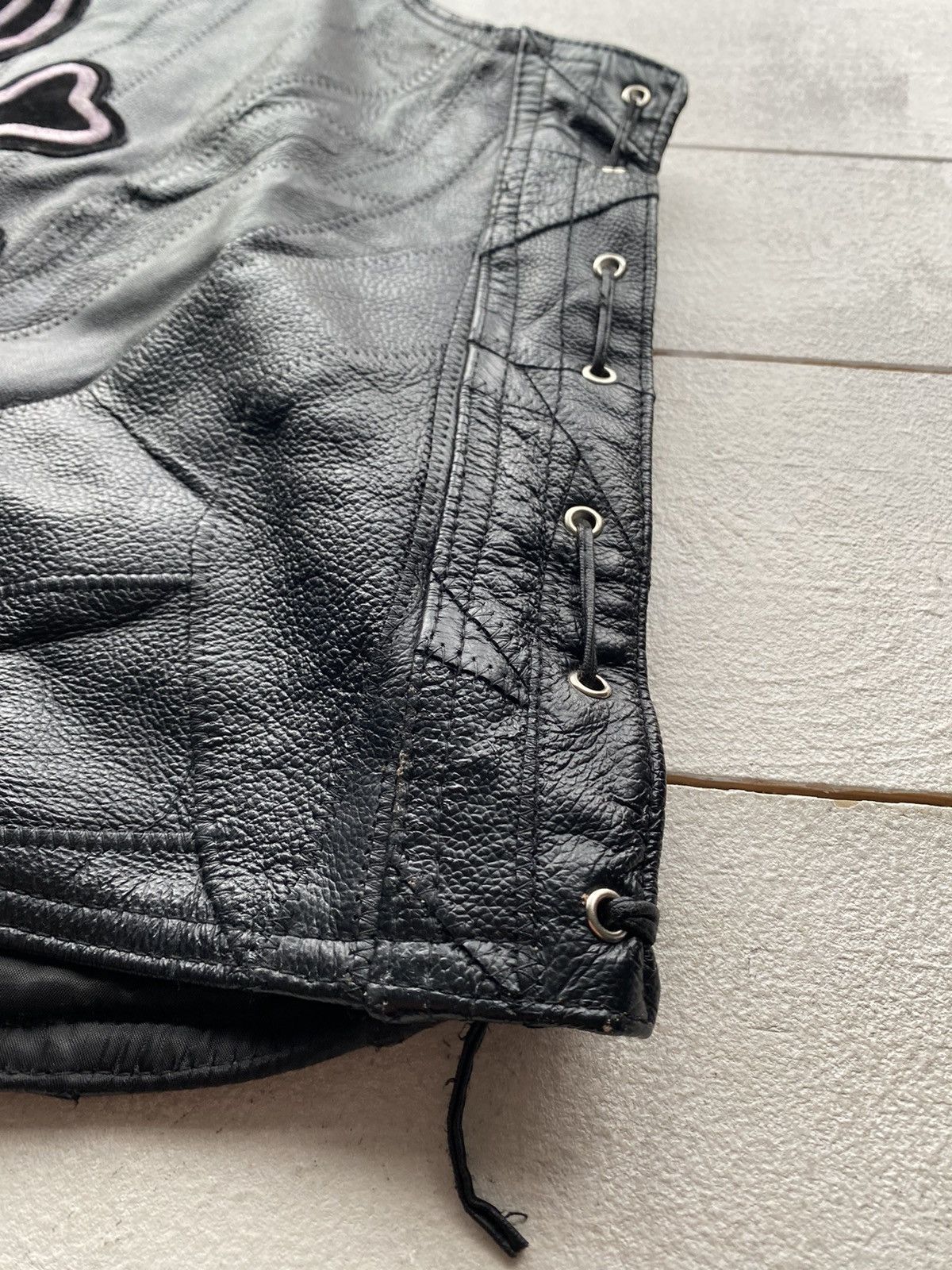 Genuine Leather × Hysteric Glamour × Japanese Brand 90s🔥VNTG Diamond Plate Buffalo Leather Skull Gothic Vest Men Size US XL / EU 56 / 4 - 7 Thumbnail