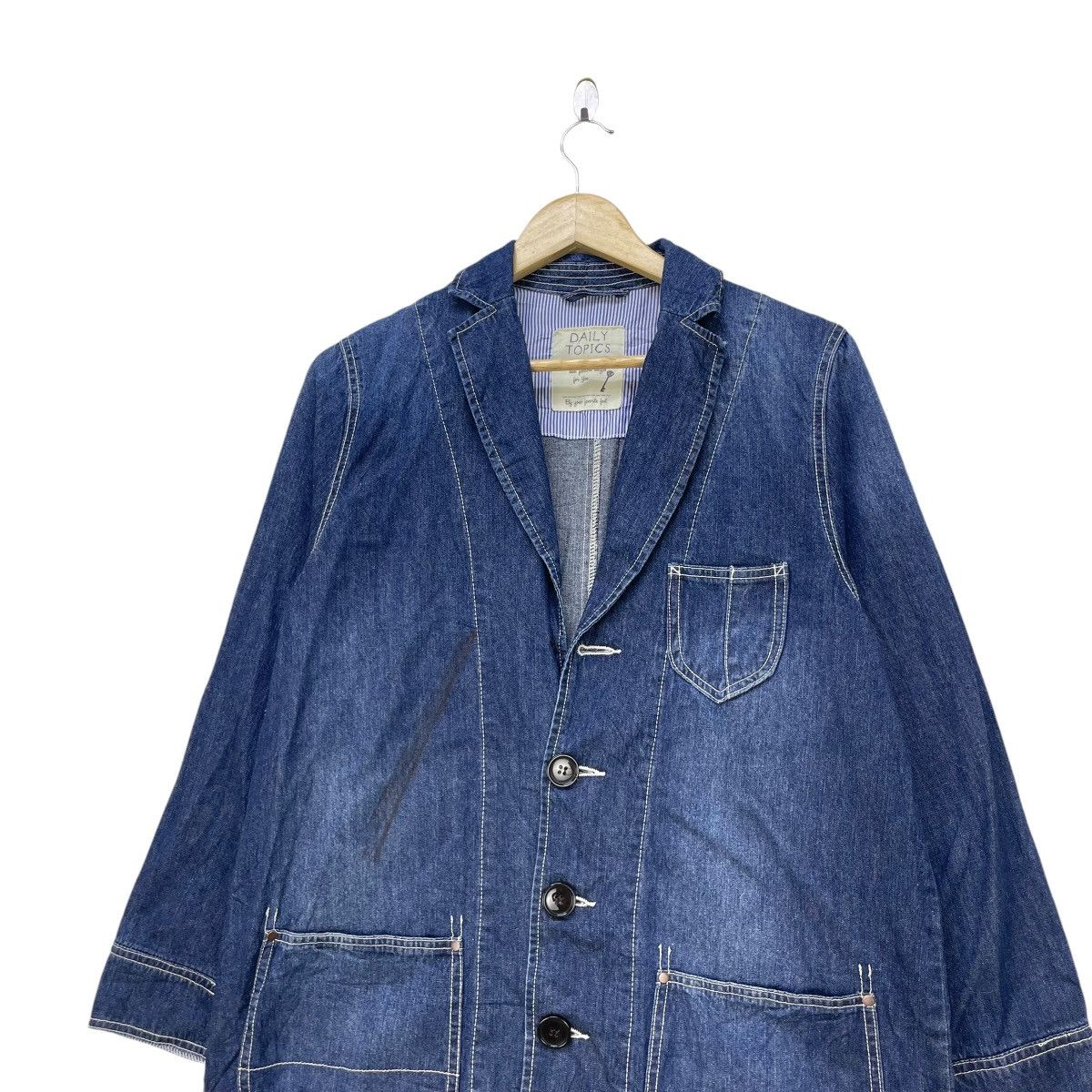 Japanese Brand × Vintage Japanese Brand Daily Topics Indigo Denim Jacket Size M / US 6-8 / IT 42-44 - 3 Thumbnail