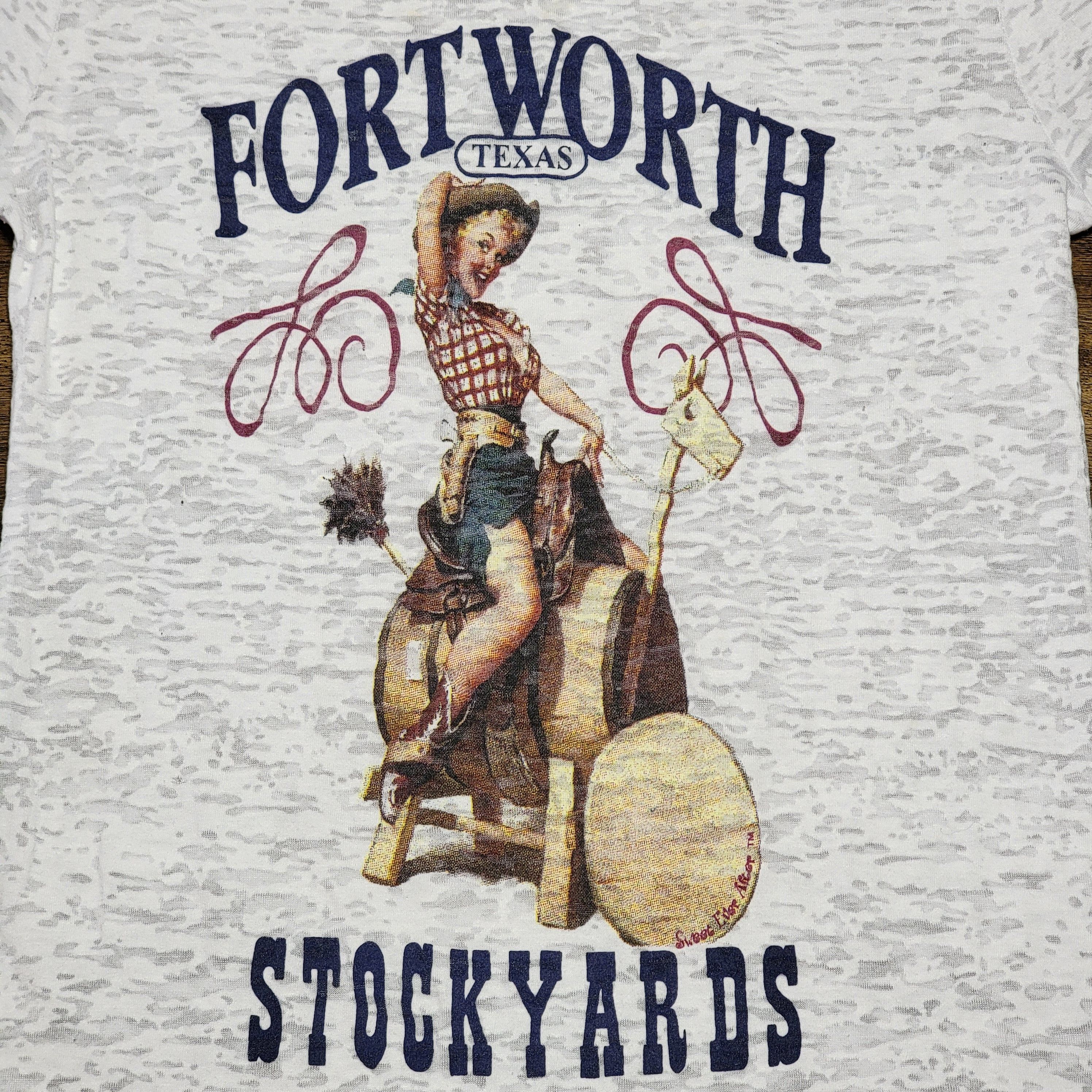 Other Tee Vtg Cowgirl "Ft Worth Stockyards" Junior Large Size L / US 10 / IT 46 - 2 Thumbnail