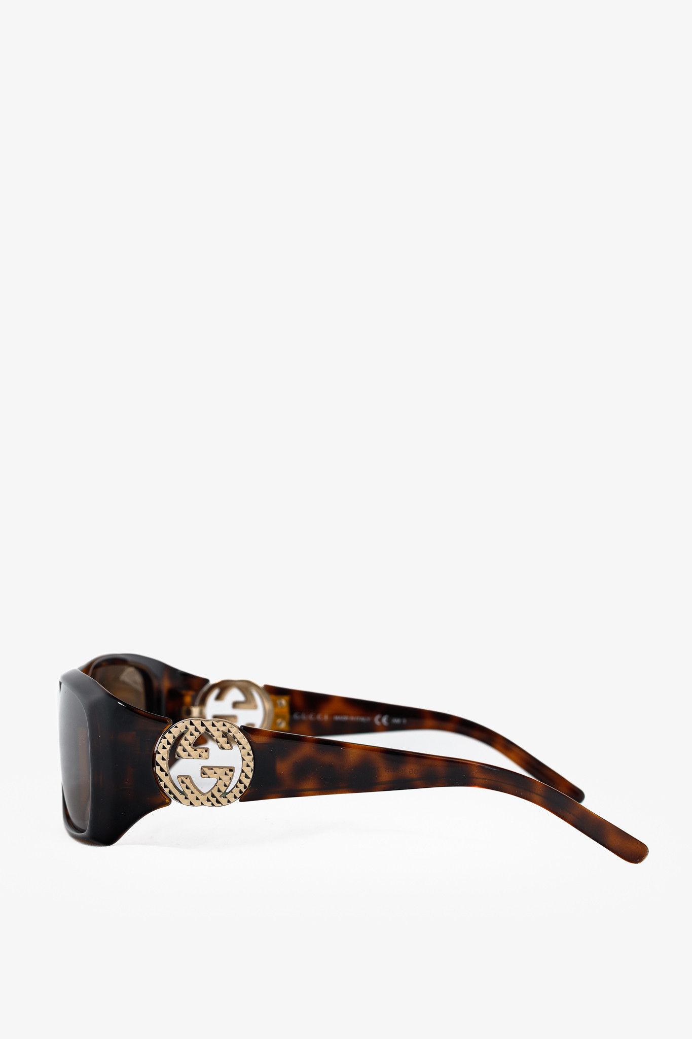 Gucci Gucci GG3504 Tortoiseshell GG-Hinge Rectangular Sunglasses Size ONE SIZE - 3 Thumbnail