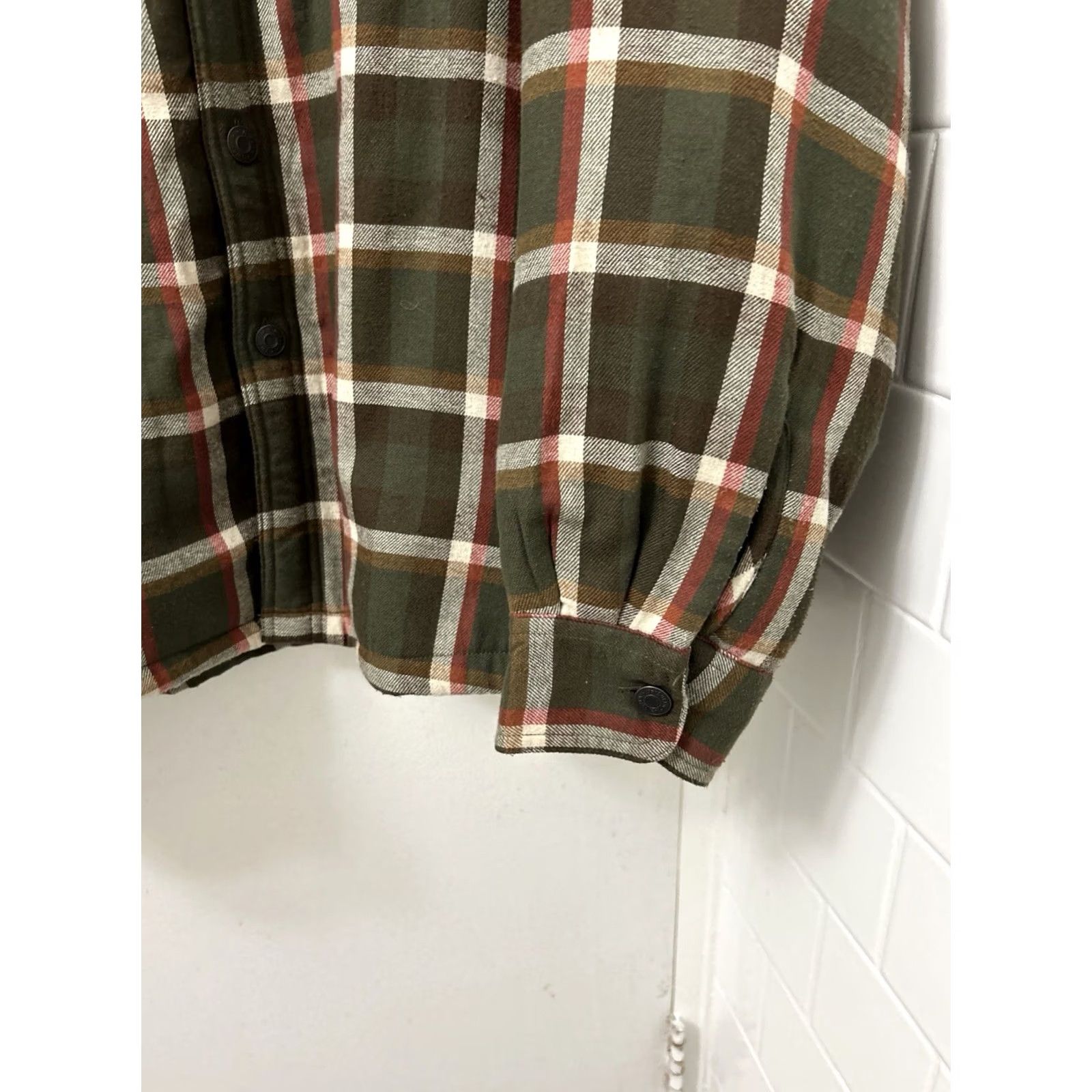 Wrangler VINTAGE Wrangler Shirt Jacket Mens 2XL Olive Green Sherpa Lined Flannel Plaid Shacket Size US XXL / EU 58 / 5 - 6 Thumbnail