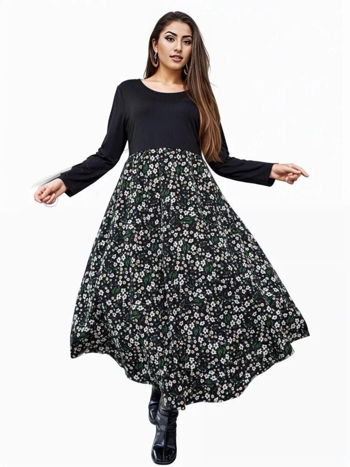 The Unbranded Brand Women’s Plus Size long floral long-sleeve maxi dress Sz 4XL Size M / US 6-8 / IT 42-44 - 2 Thumbnail