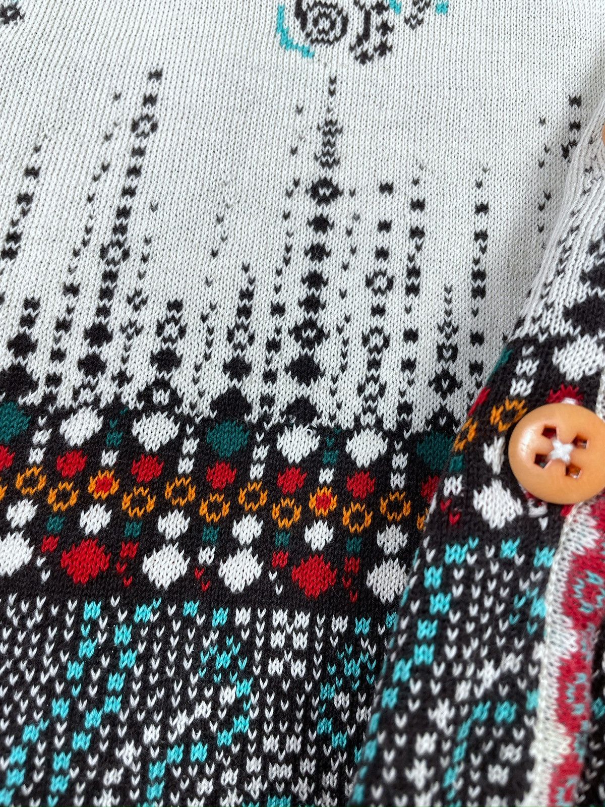 Designer IVKO Cotton Knit Multi Pattern V-Neck LS Jumper Size 36 Size S / US 4 / IT 40 - 14 Thumbnail