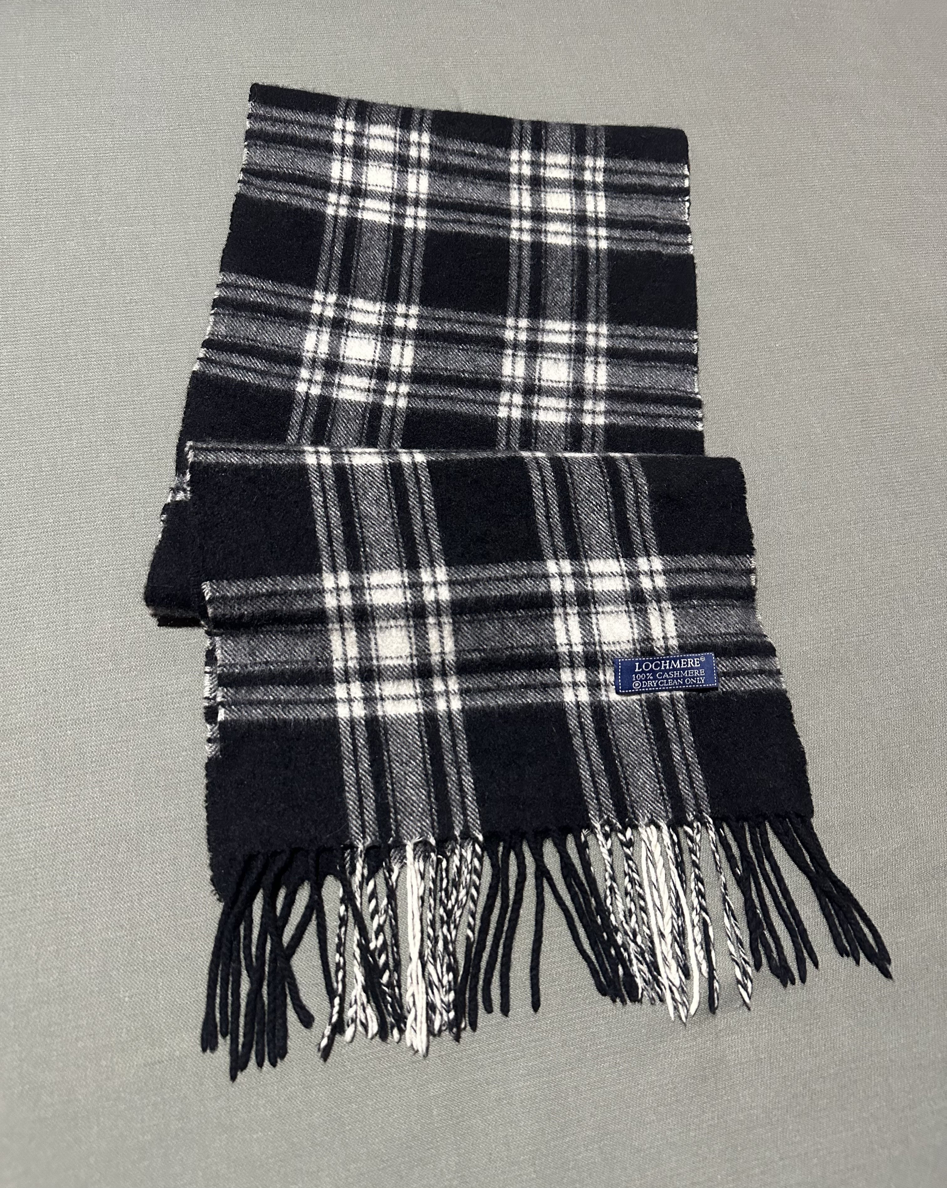 Vintage Lochmere 100% Cashmere Soft Scarf Plaid Natural Check Size ONE SIZE - 1 Thumbnail