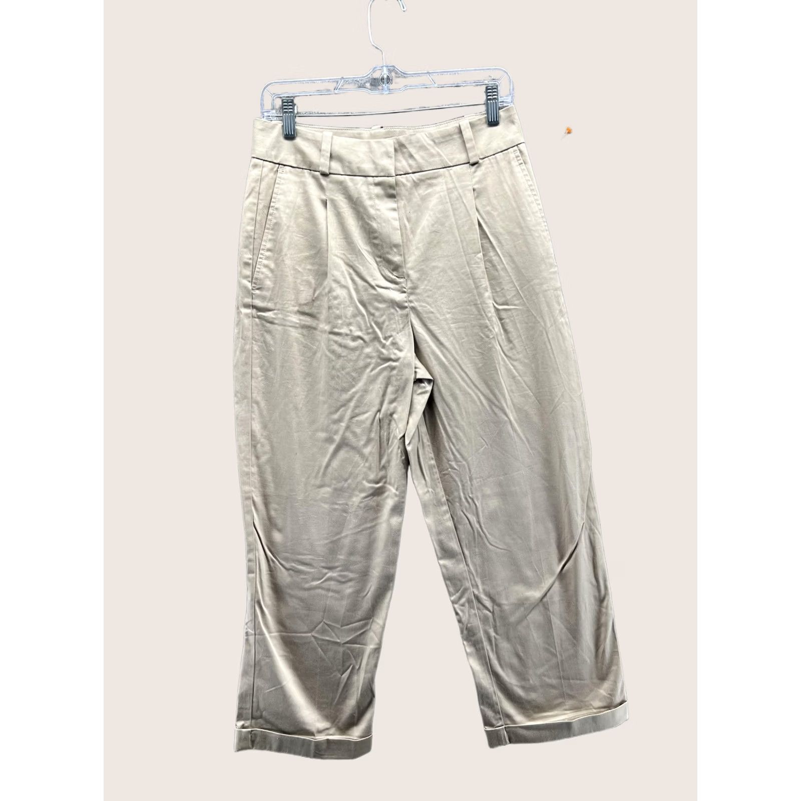 Brooks Brothers Brooks Brothers Pants Womens 4 Beige Twill Capri Pleated Cuffed Stretch Casual Size 27" / US 4 / IT 40 - 1 Thumbnail