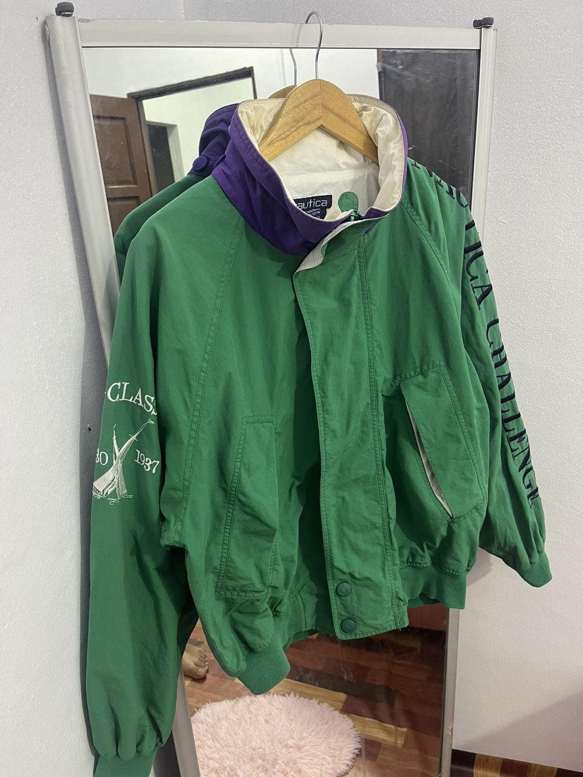 Nautica Vintage Nautica Sailing Spellout Jacket Hidden Hood Size US M / EU 48-50 / 2 - 2 Thumbnail