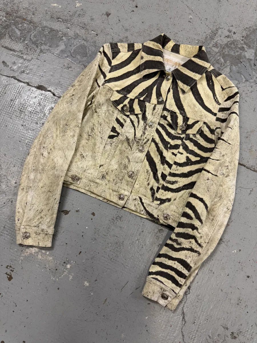 Roberto Cavalli SS1999 Roberto Cavalli Zebra Marble Buttoned Cropped Jacket Size M / US 6-8 / IT 42-44 - 3 Thumbnail