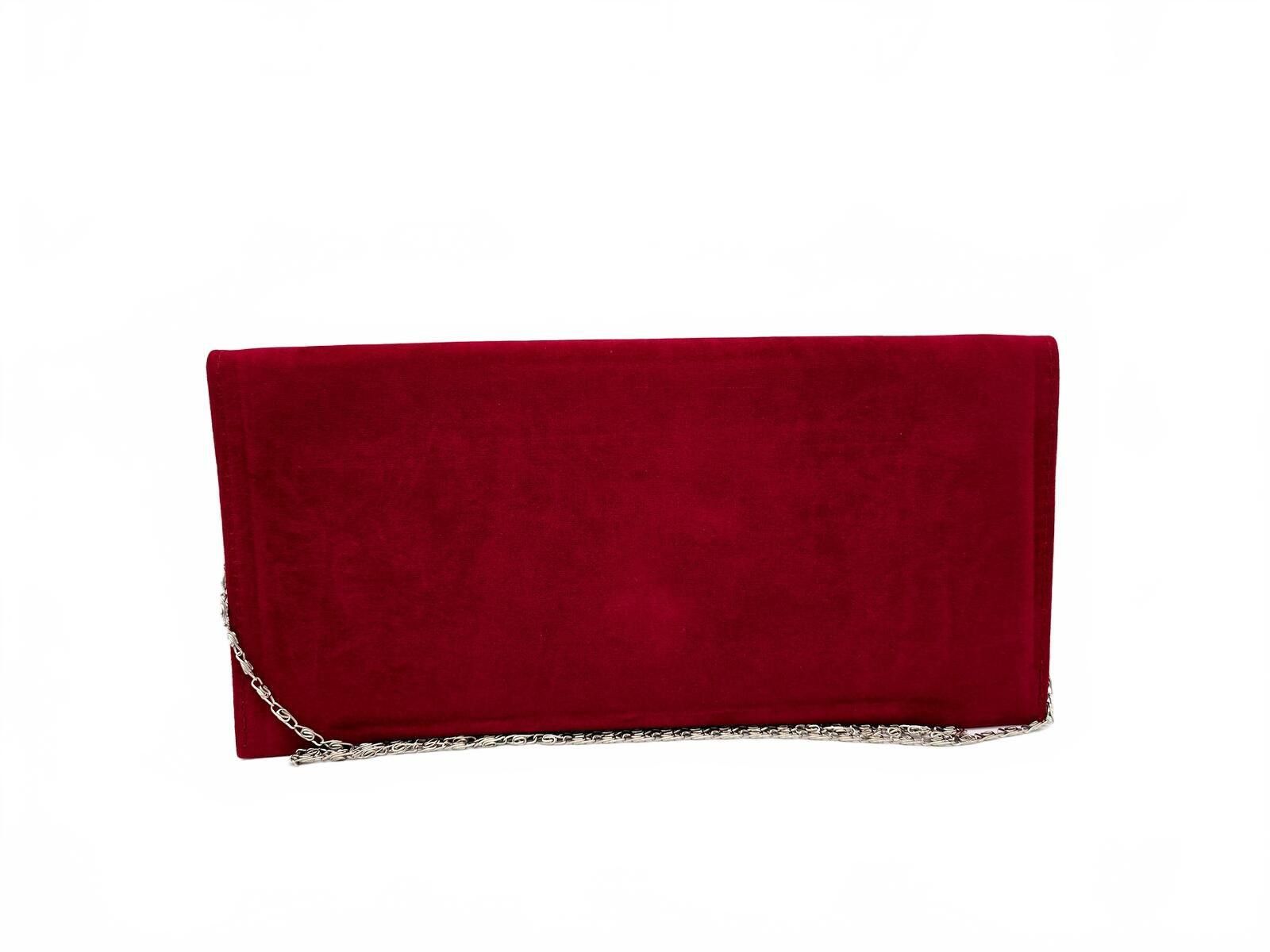 The Unbranded Brand Elegant Red Velvet Clutch with Silver Chain Strap Size ONE SIZE - 2 Thumbnail