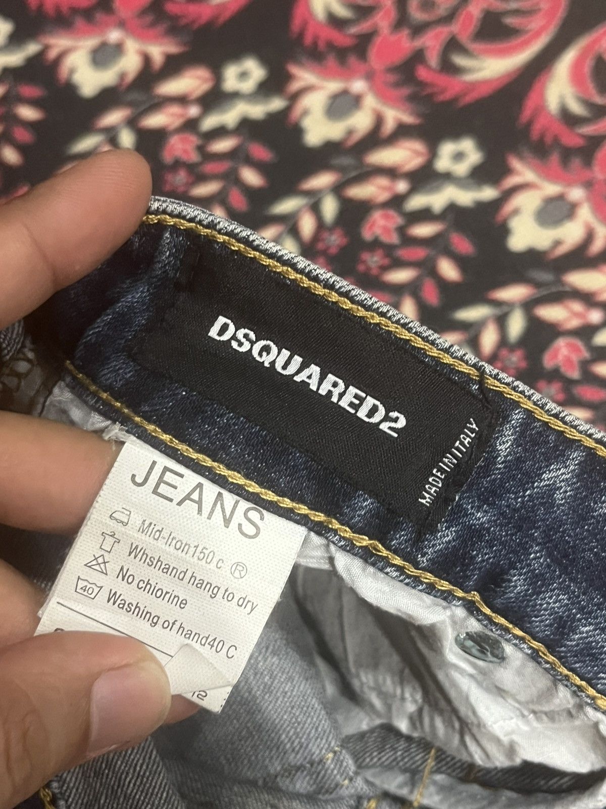 Dsquared2 Dsquared2 Blue Denim Slim Fit Paint Splatter Distressed Jean Size US 29 - 19 Thumbnail