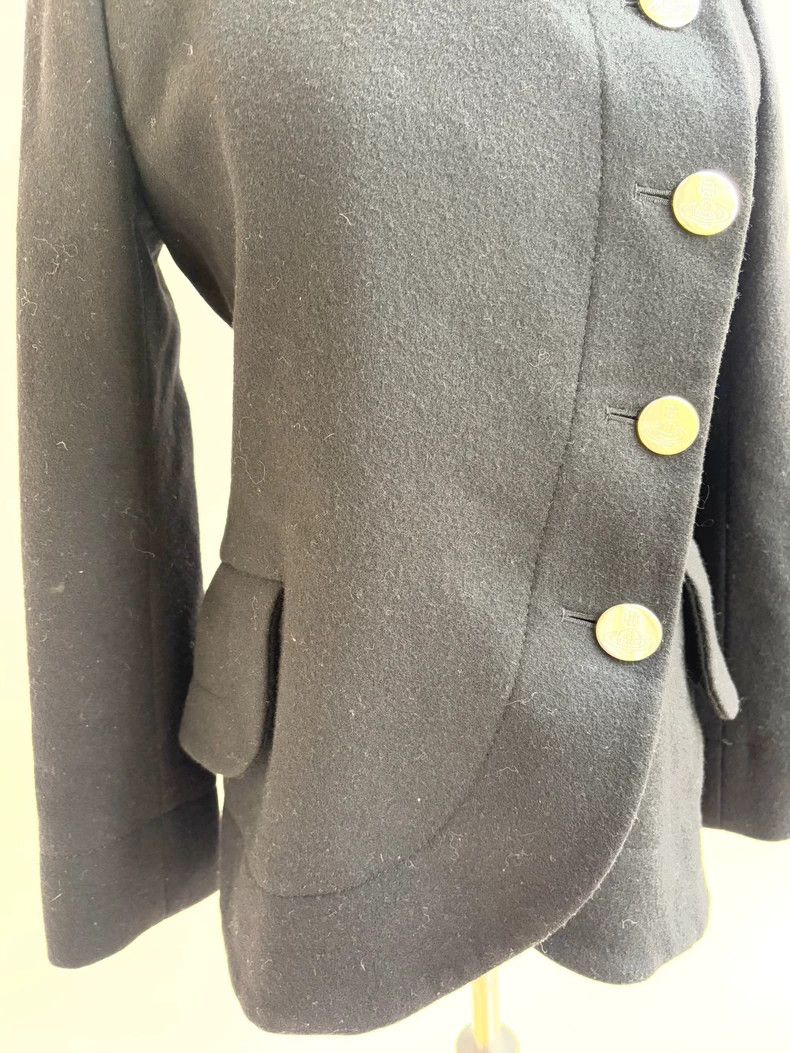 Vivienne Westwood Black silver-buttoned overcoat with a sl