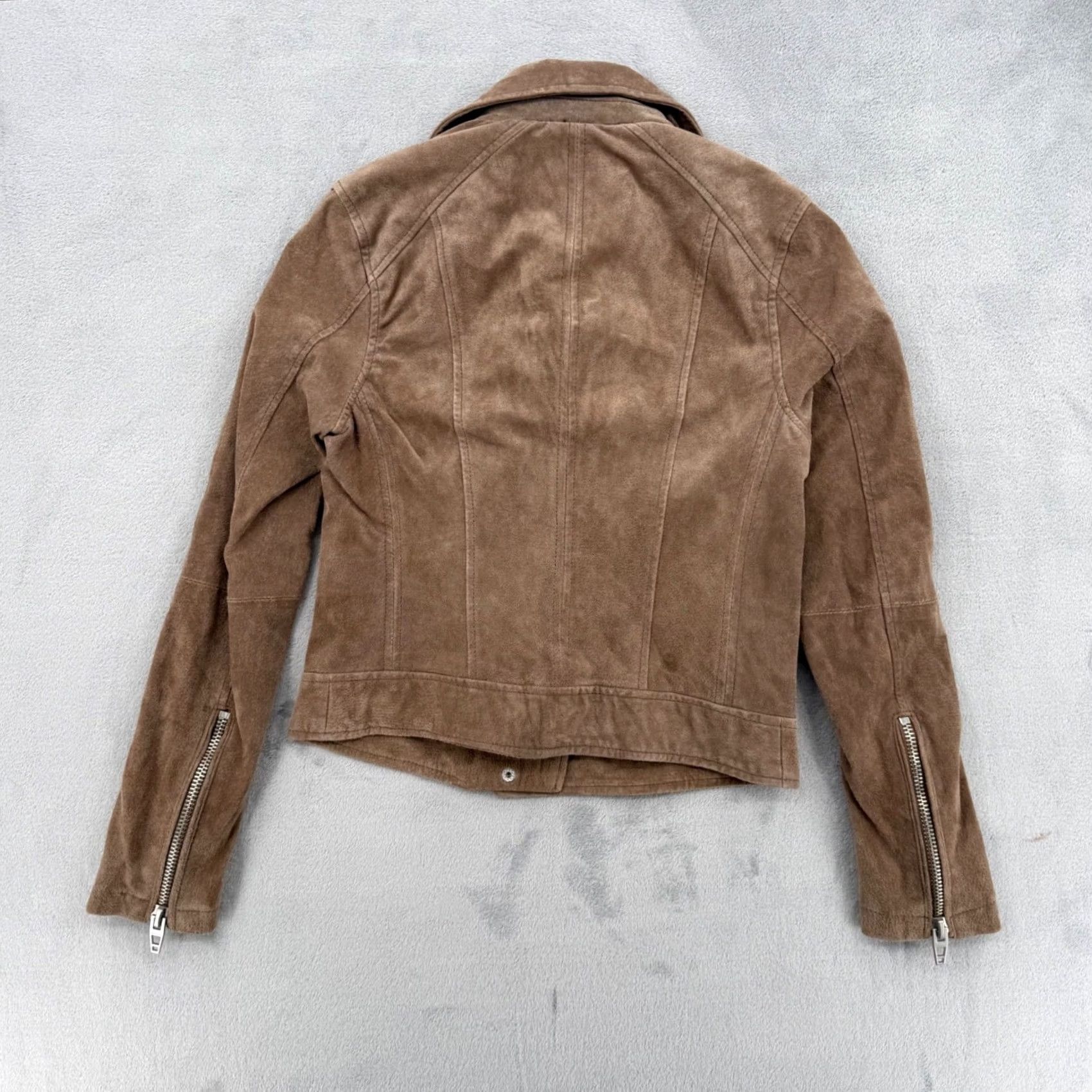 Vintage BLANKNYC Brown Suede Moto Jacket Womens Leather Biker Zip Coat XS``` Size XS / US 0-2 / IT 36-38 - 6 Thumbnail