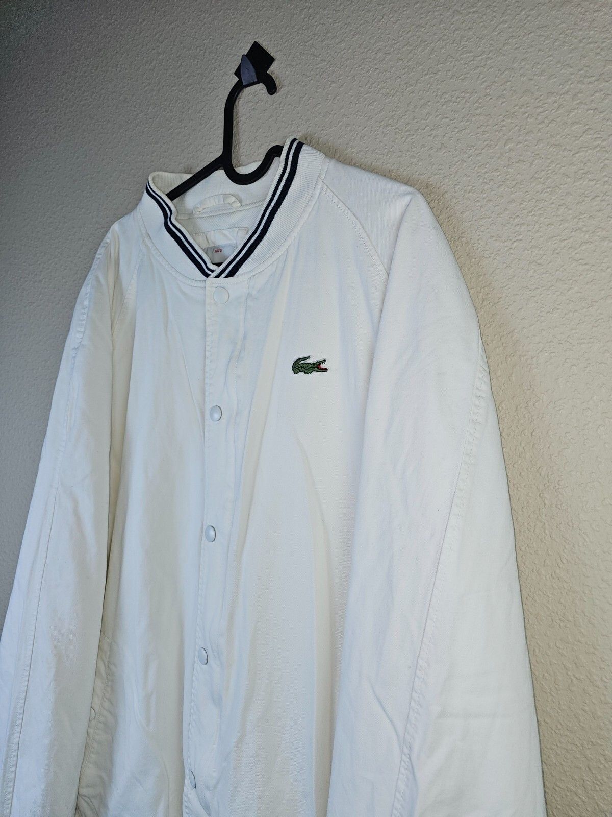 Lacoste Vintage 90s Lacoste Bomber Jacket Made in Italy XL White Size US XL / EU 56 / 4 - 6 Thumbnail