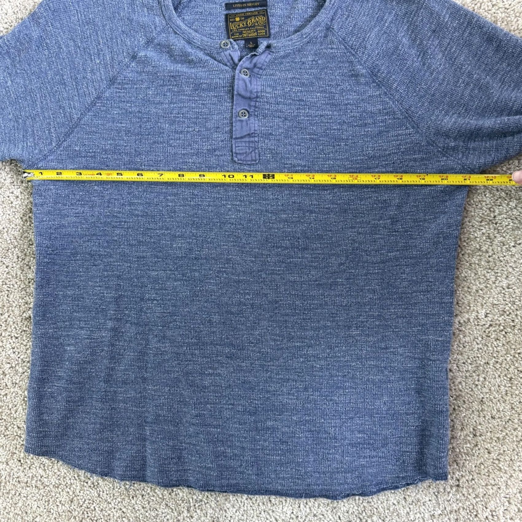 Lucky Brand Lucky Brand Henley Shirt Womens Large Blue Thermal Knit Long Sleeve Tee Top Size L / US 10 / IT 46 - 7 Thumbnail