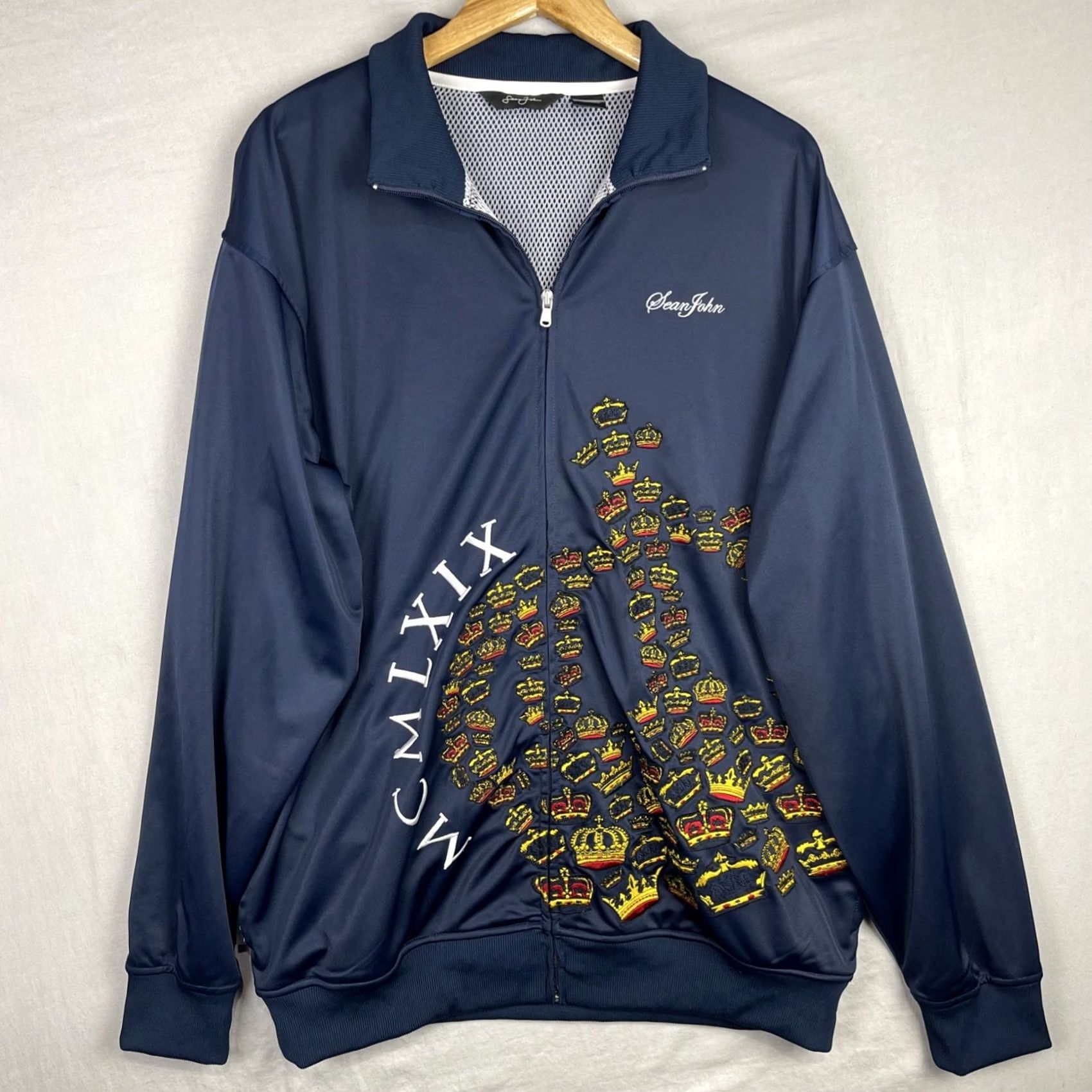 Sean John Sean John Track Jacket Mens XL Navy Blue Zip Up Baggy Streetwear Crown Y2K Size US XL / EU 56 / 4 - 2 Thumbnail