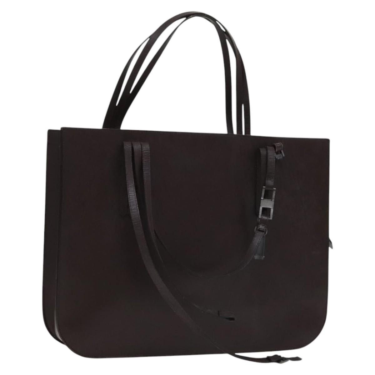 CHANEL Tote Bag Leather Brown Gold CC