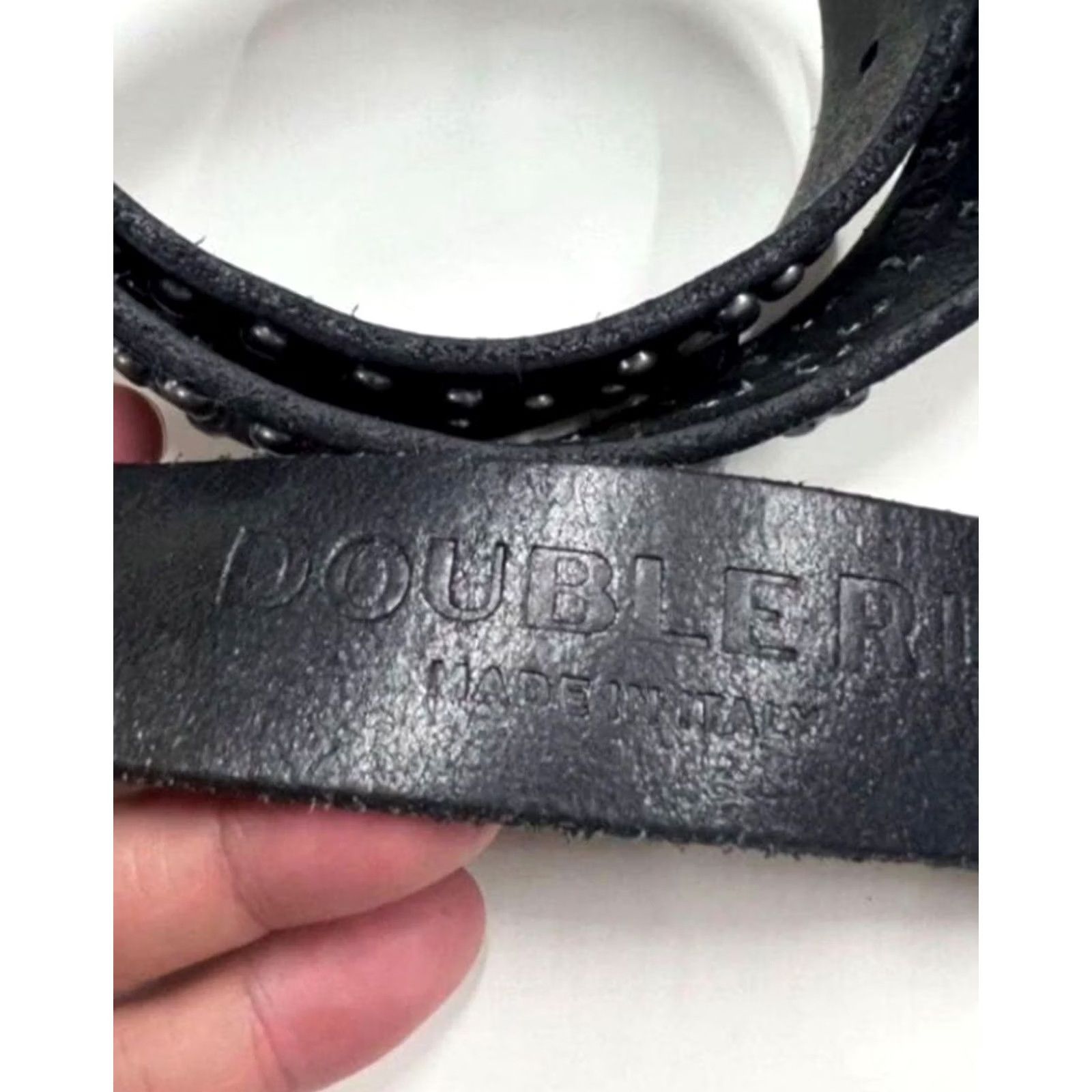 Ralph Lauren RRL RALPH LAUREN LEATHER BELT SIZE 34 BLACK SPIDER BUCKLE STUDDED DEADSTOCK USED Size 34 - 3 Thumbnail