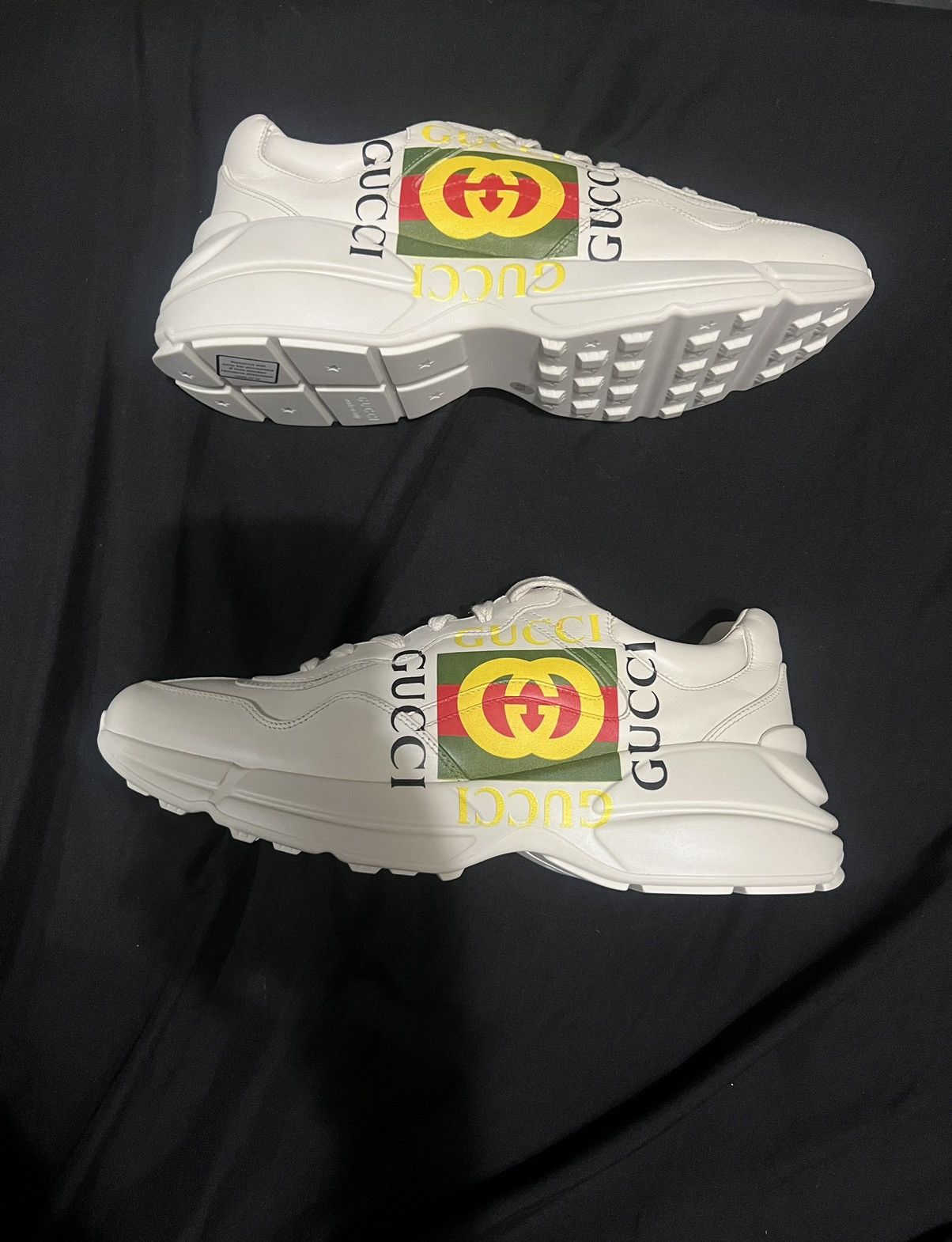 image of Gucci Rython Ivory Logo Shoes in Beige, Men's (Size 10.5)
