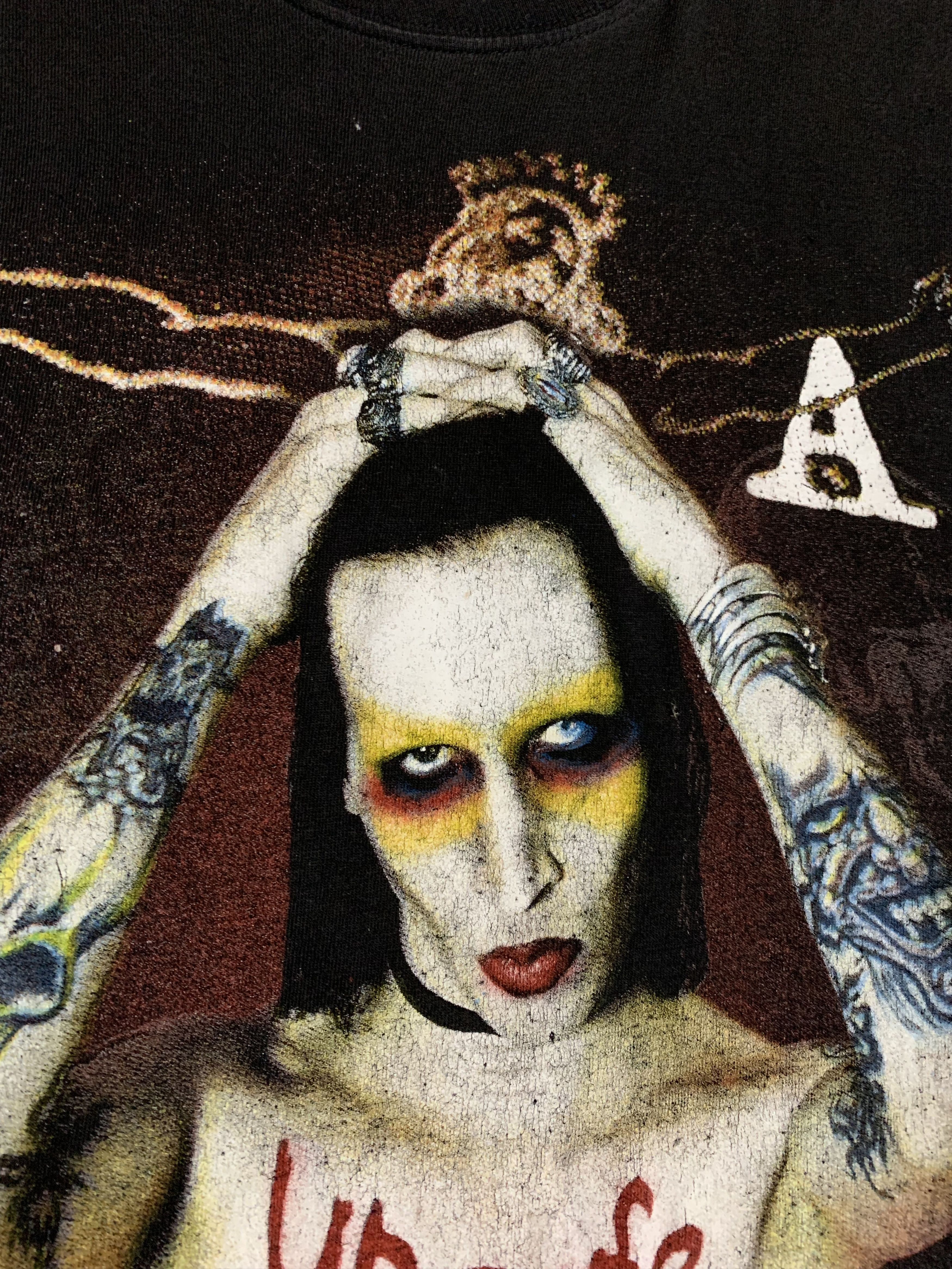 Band Tees × Vintage Vintage Marilyn Manson T Shirt Tee Unsafe Tour Crazy 90s Size US S / EU 44-46 / 1 - 3 Thumbnail
